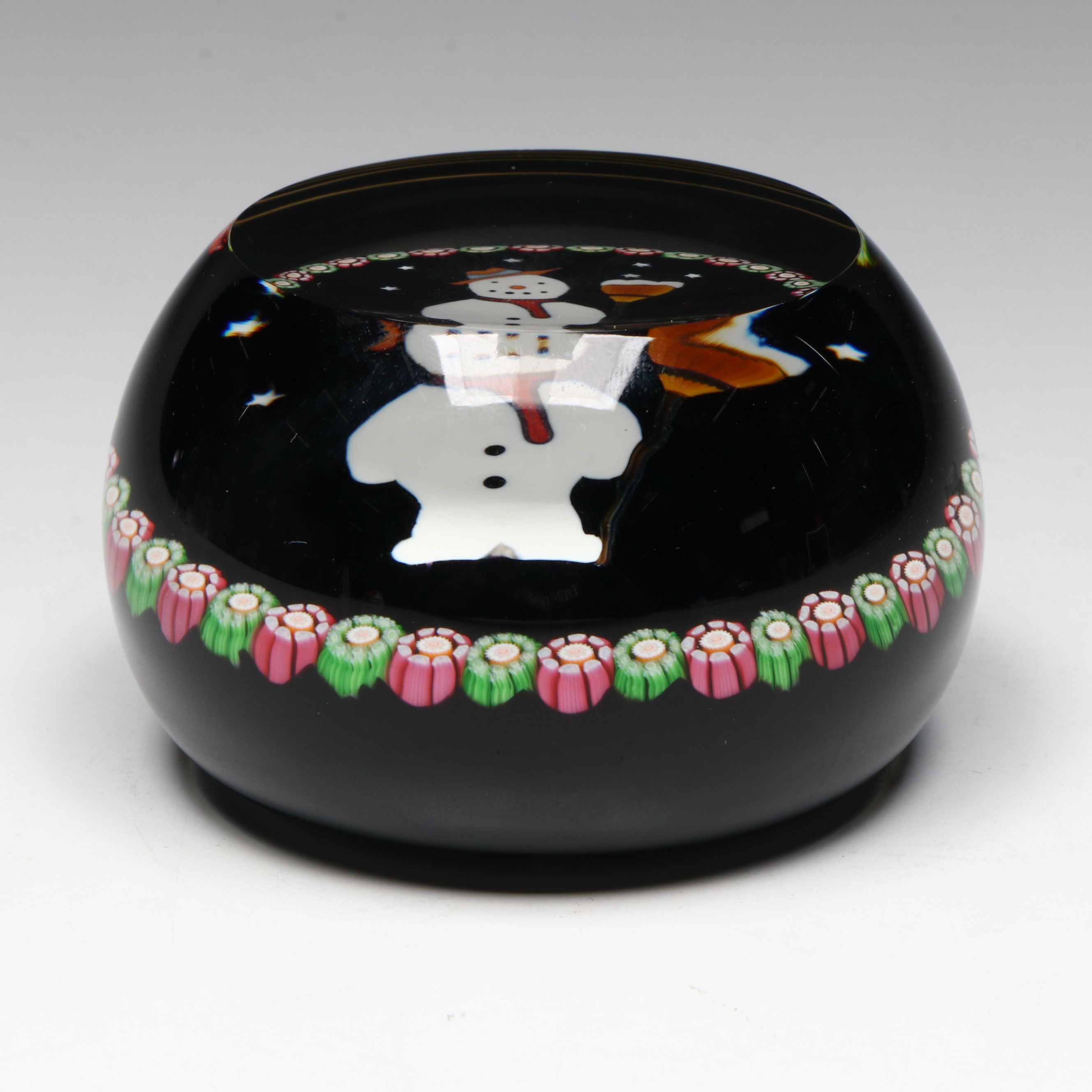 Perthshire Millefiori Art Glass Holiday Paperweight, 1992