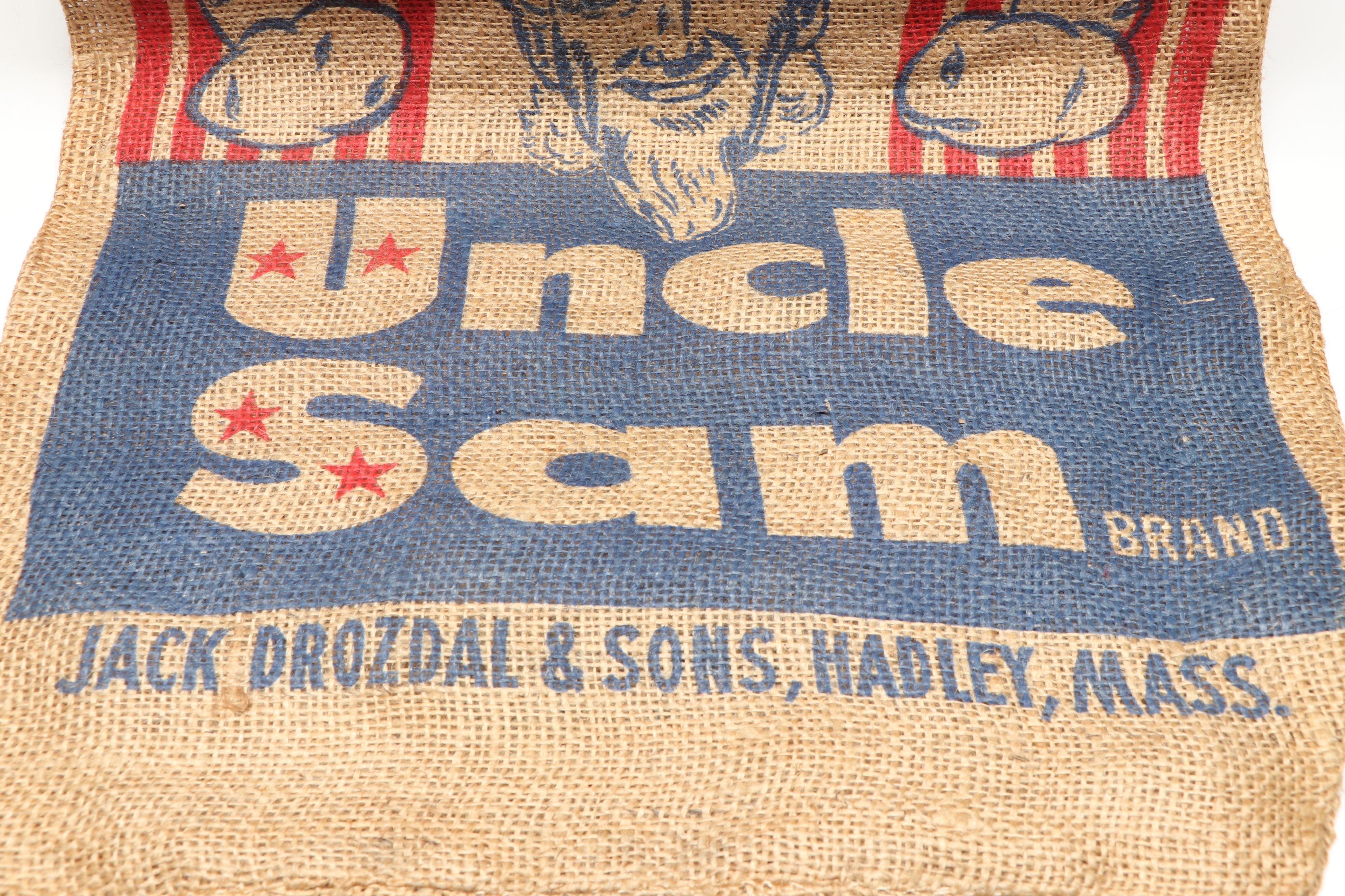Jack Drozdal & Sons Uncle Sam Burlap Potato Sack, 20th Century