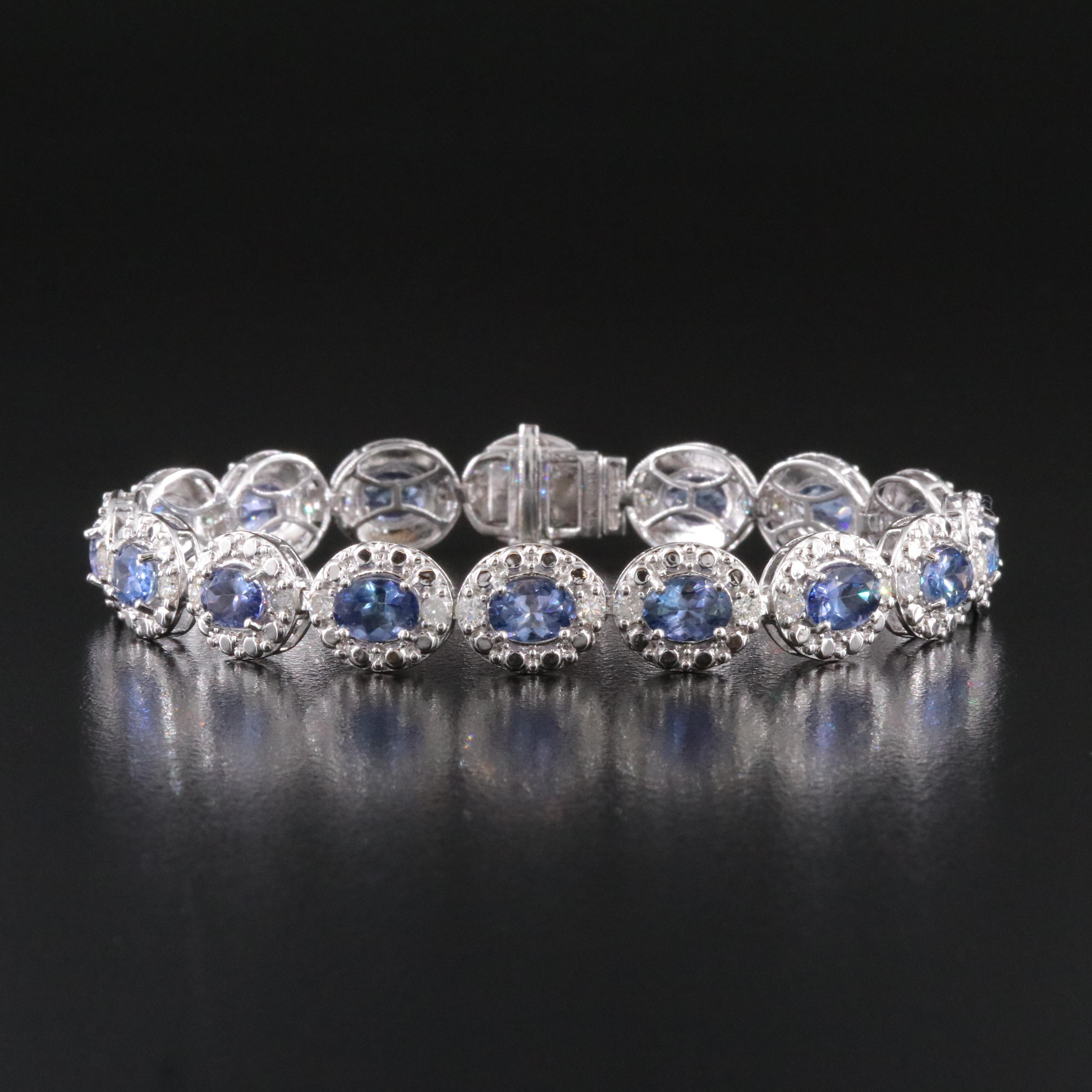 Oscar Friedman Sterling Tanzanite and Diamond Bracelet