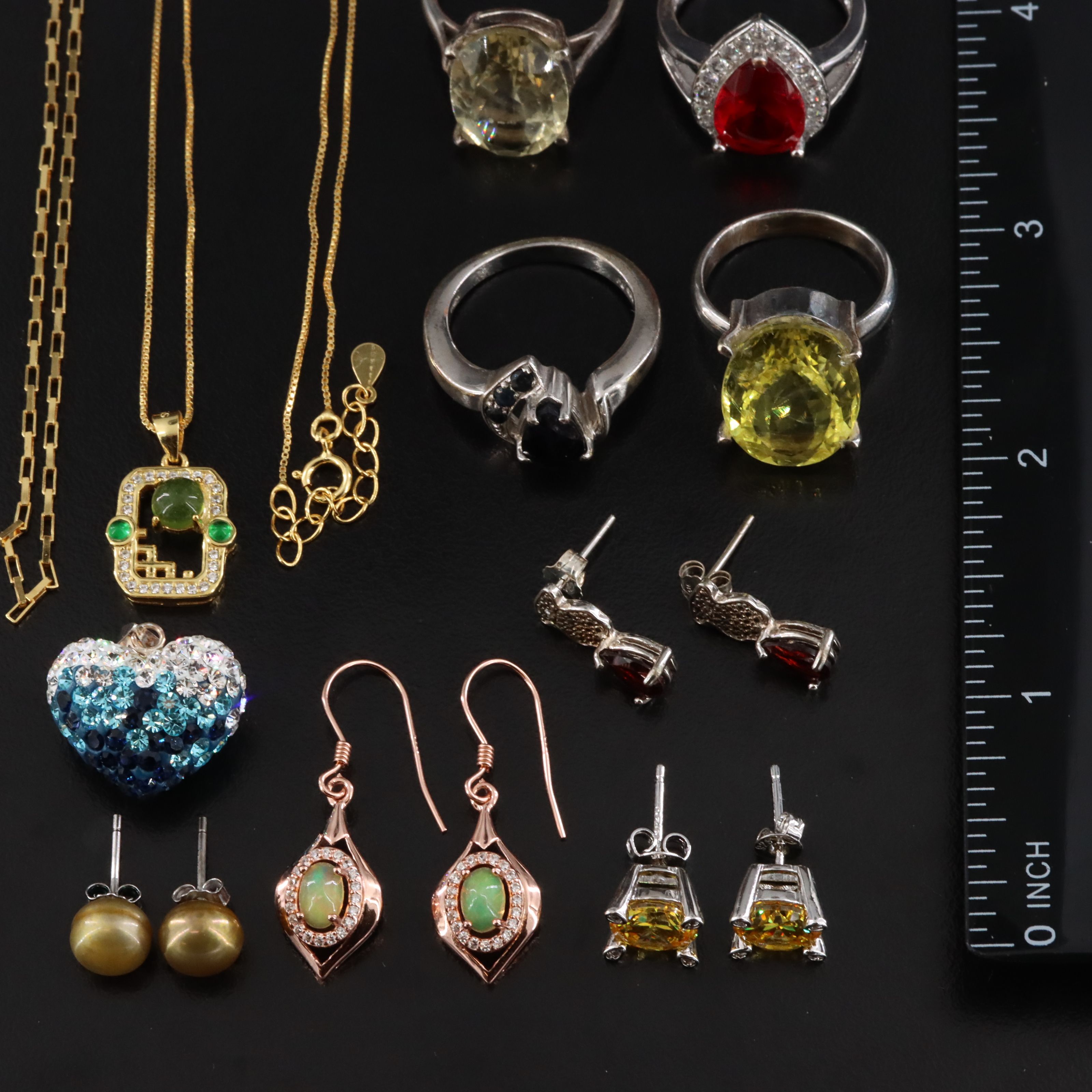 Sterling Jewelry Collection Including Sapphires, Pearls and Citrine