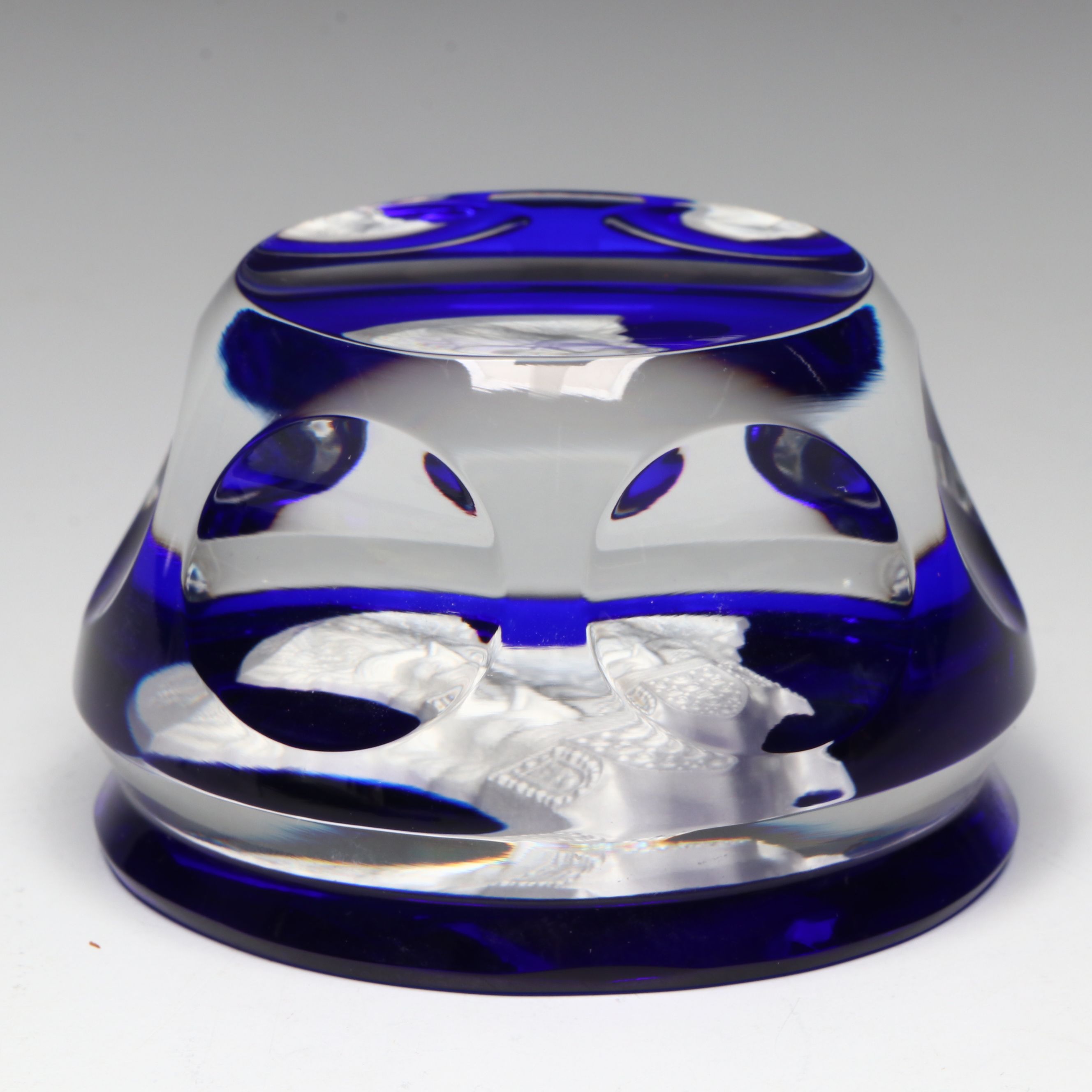 Baccarat “Charlemagne” Faceted Crystal Cameo Paperweight