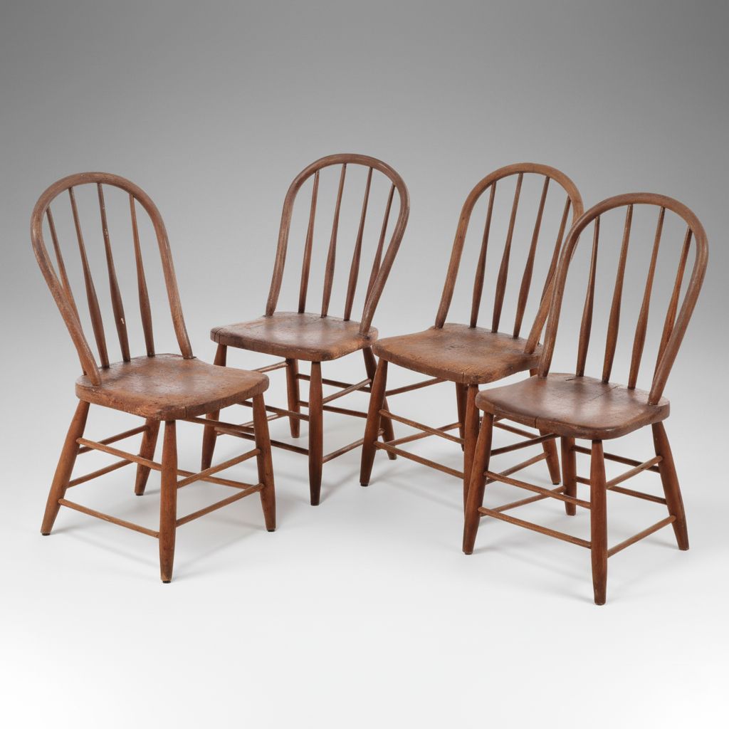 Four American Primitive Spindle Back Side Chairs