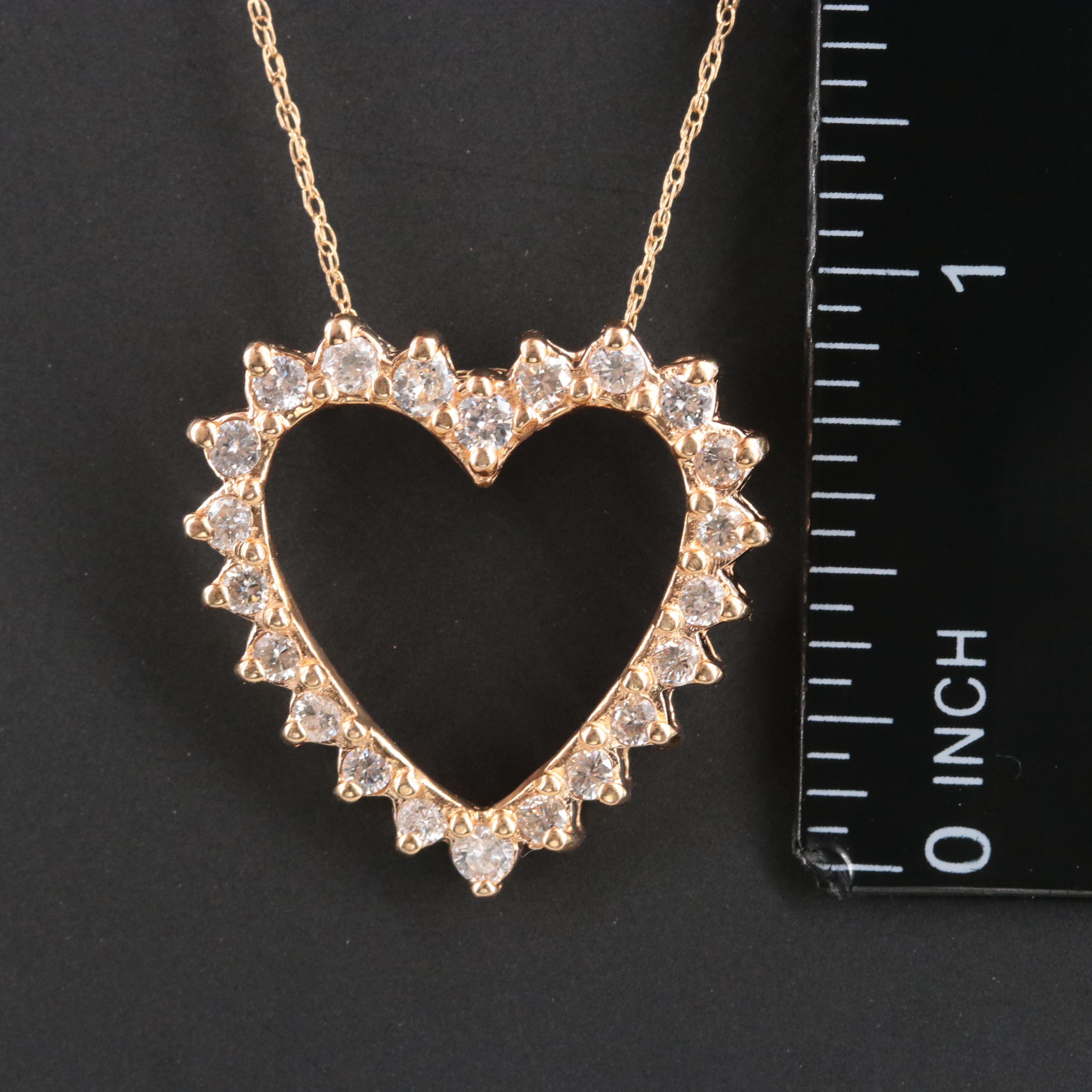 10K 1.04 CTW Diamond Heart Pendant Necklace