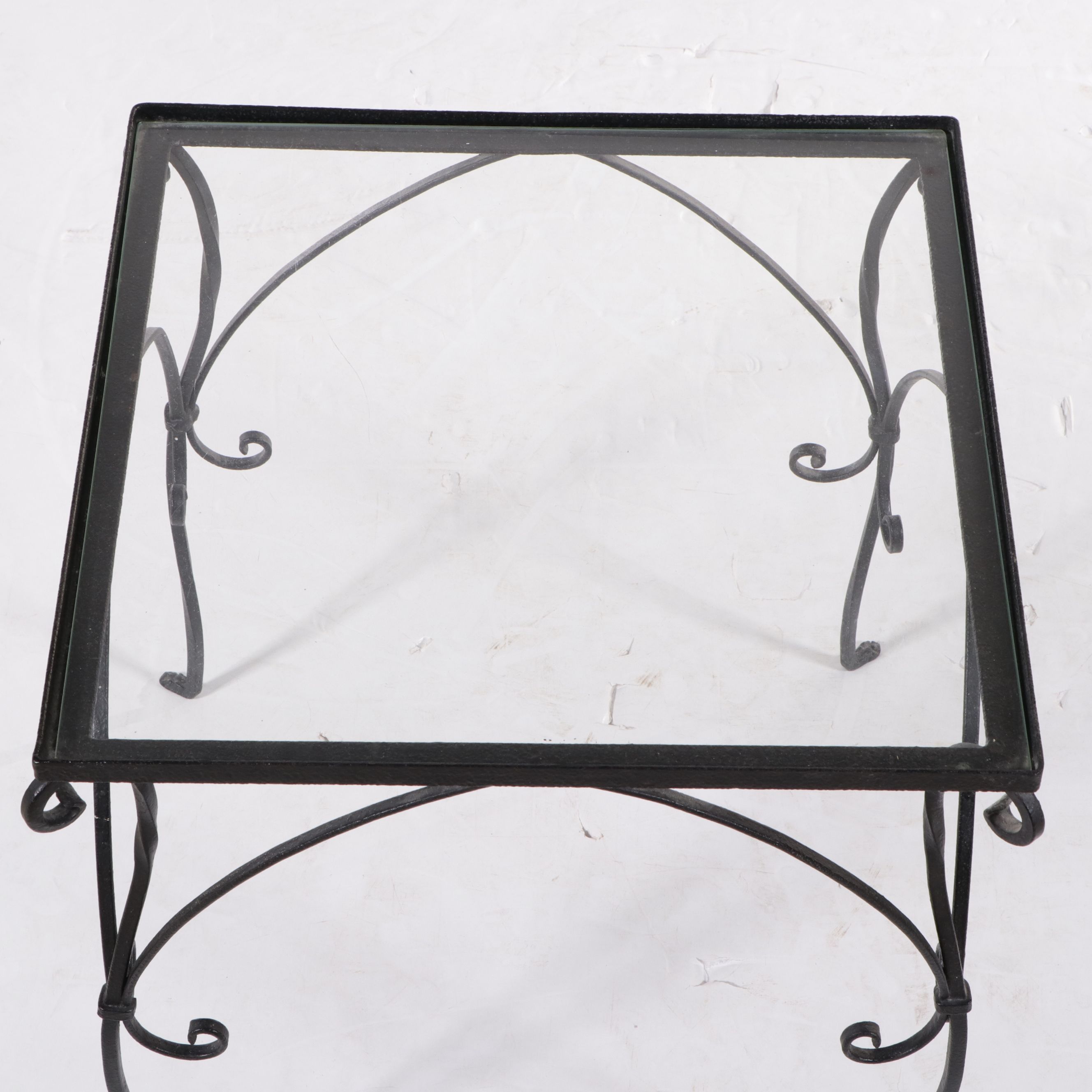 Wrought Iron Patio Table with Glass Top