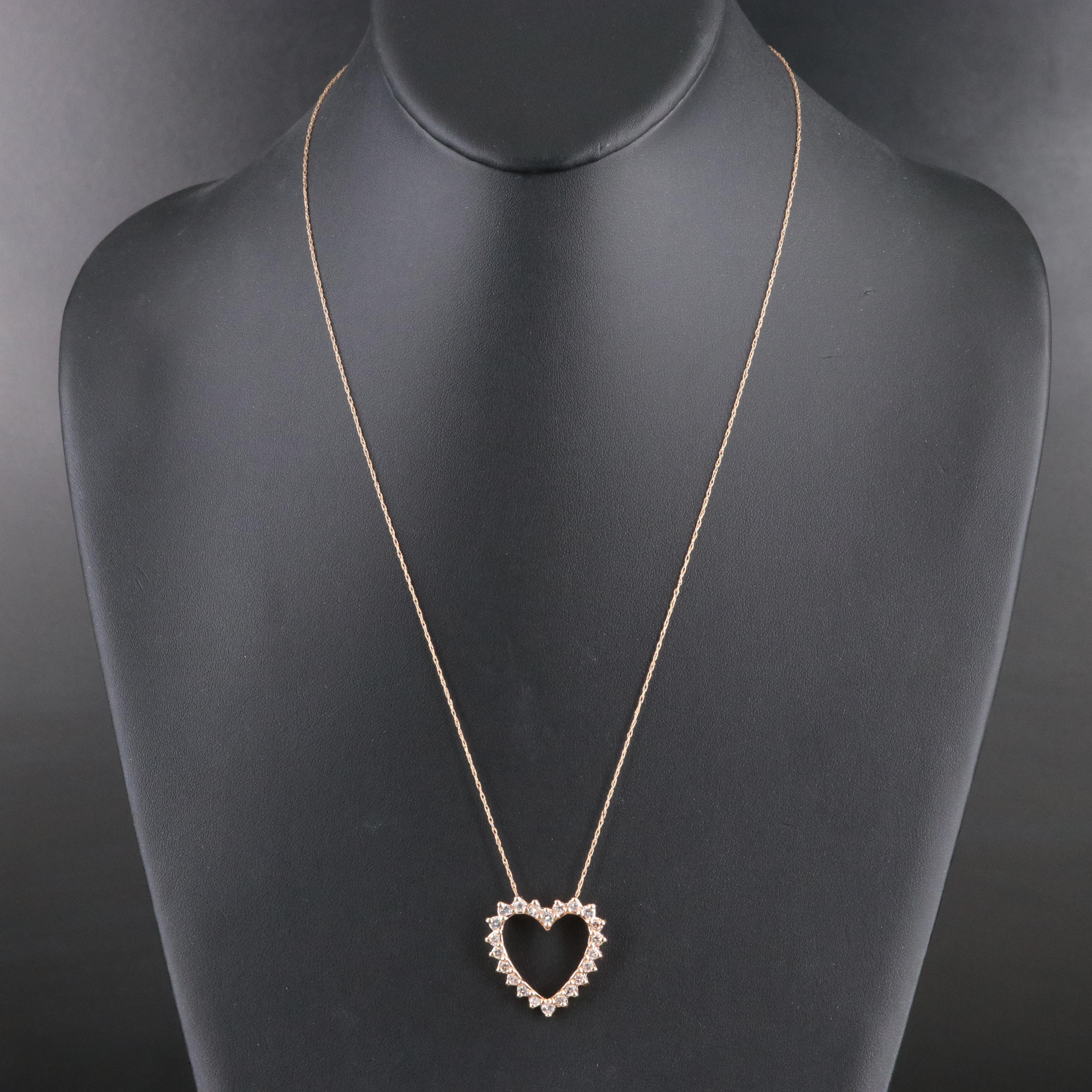 10K 1.04 CTW Diamond Heart Pendant Necklace