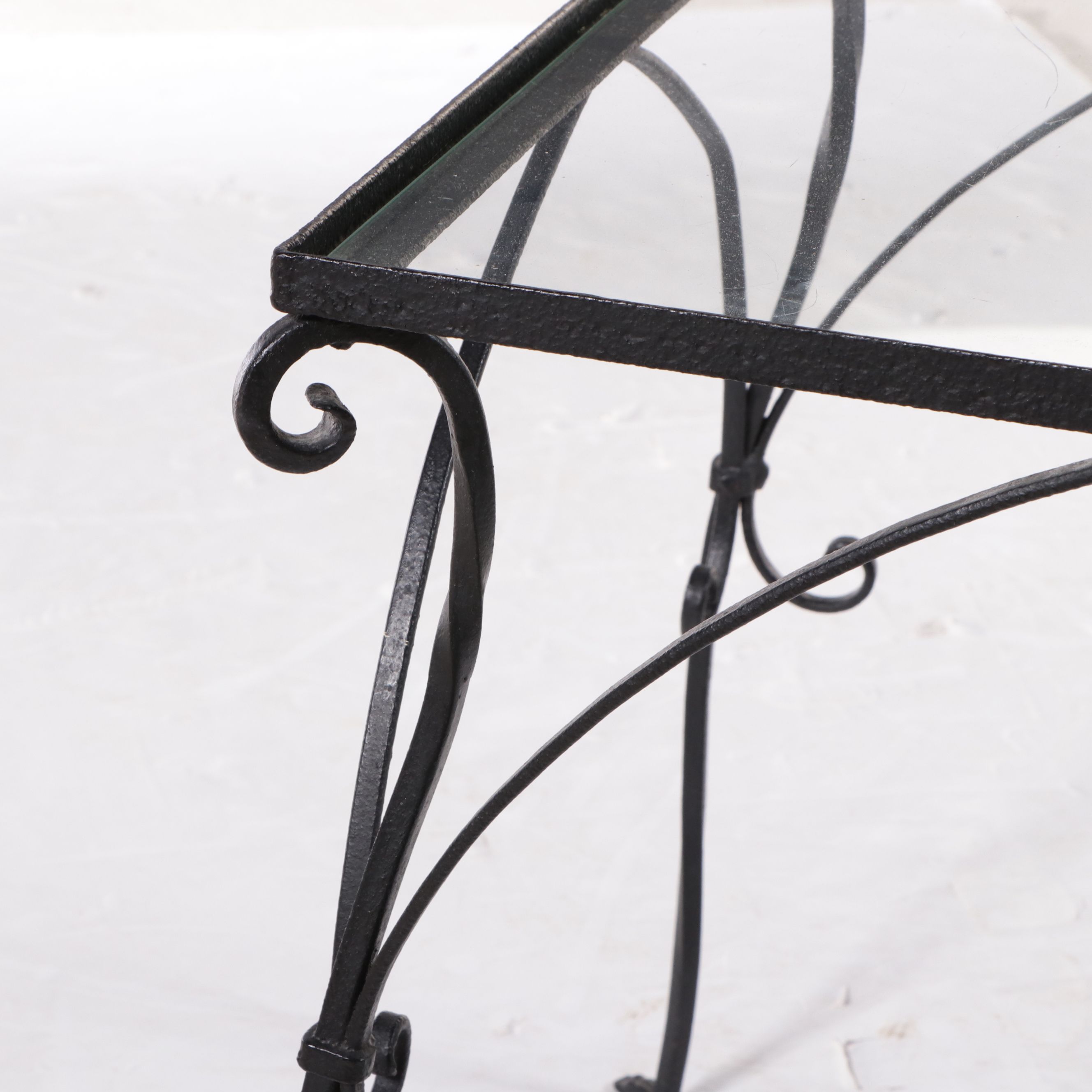 Wrought Iron Patio Table with Glass Top