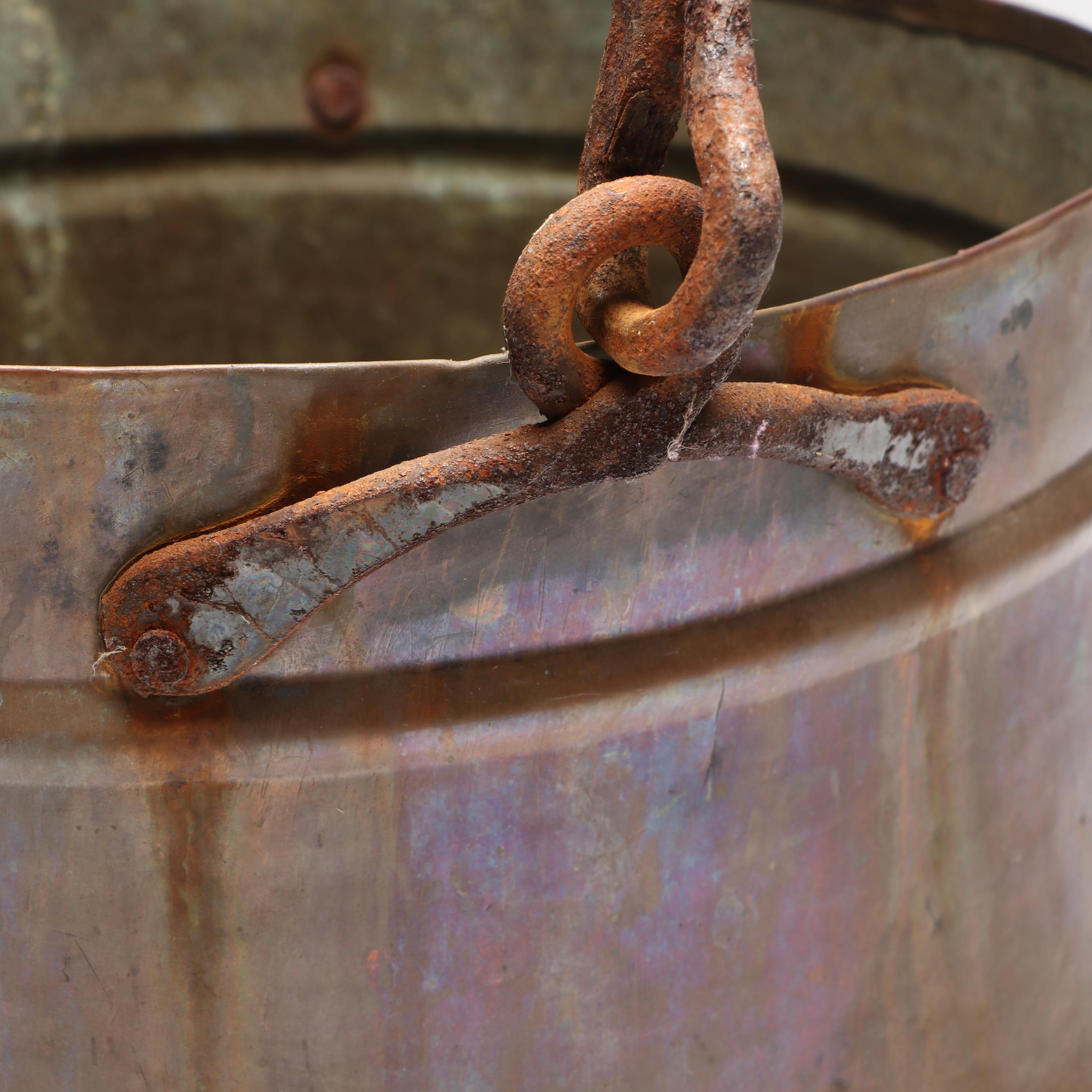 Hammered Copper Cauldron with Forged Iron Handles