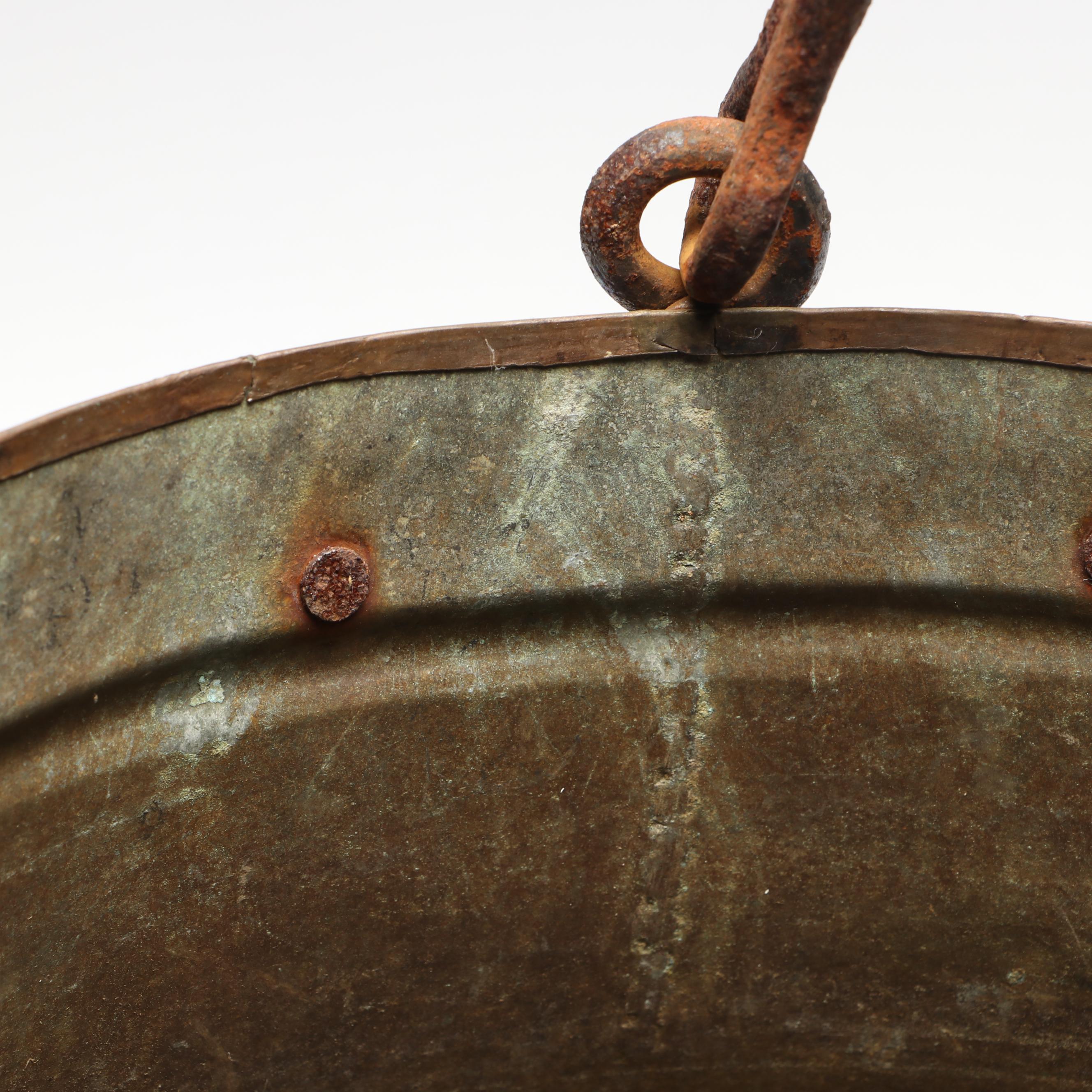 Hammered Copper Cauldron with Forged Iron Handles