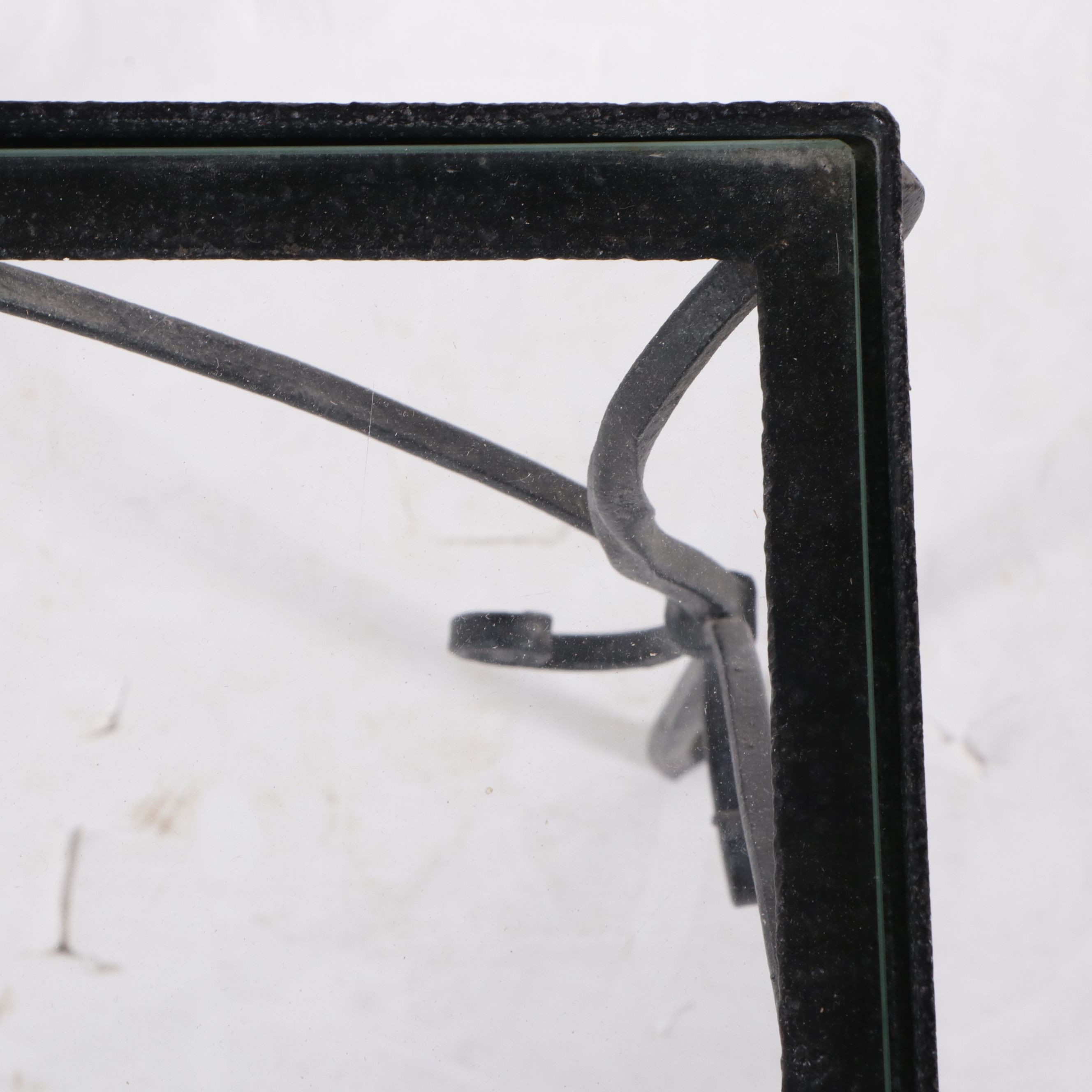 Wrought Iron Patio Table with Glass Top