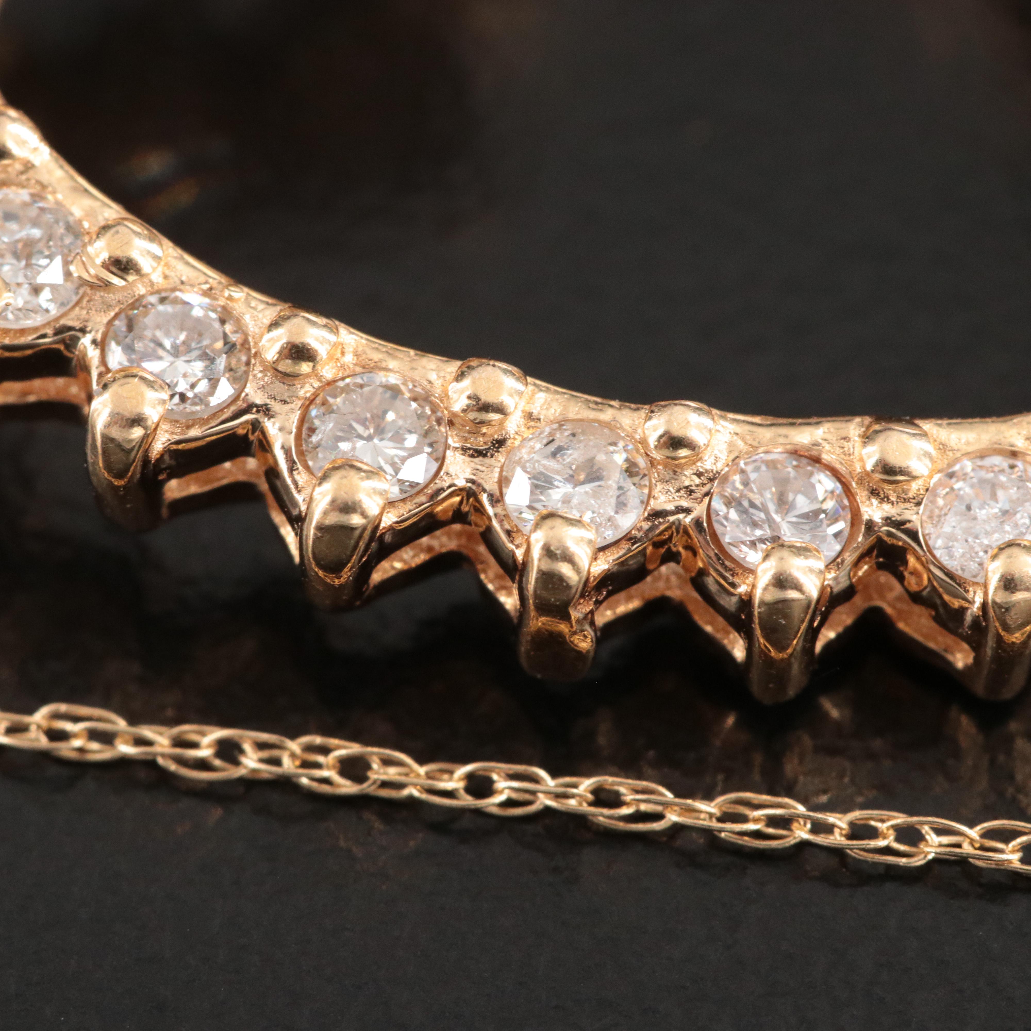 10K 1.04 CTW Diamond Heart Pendant Necklace