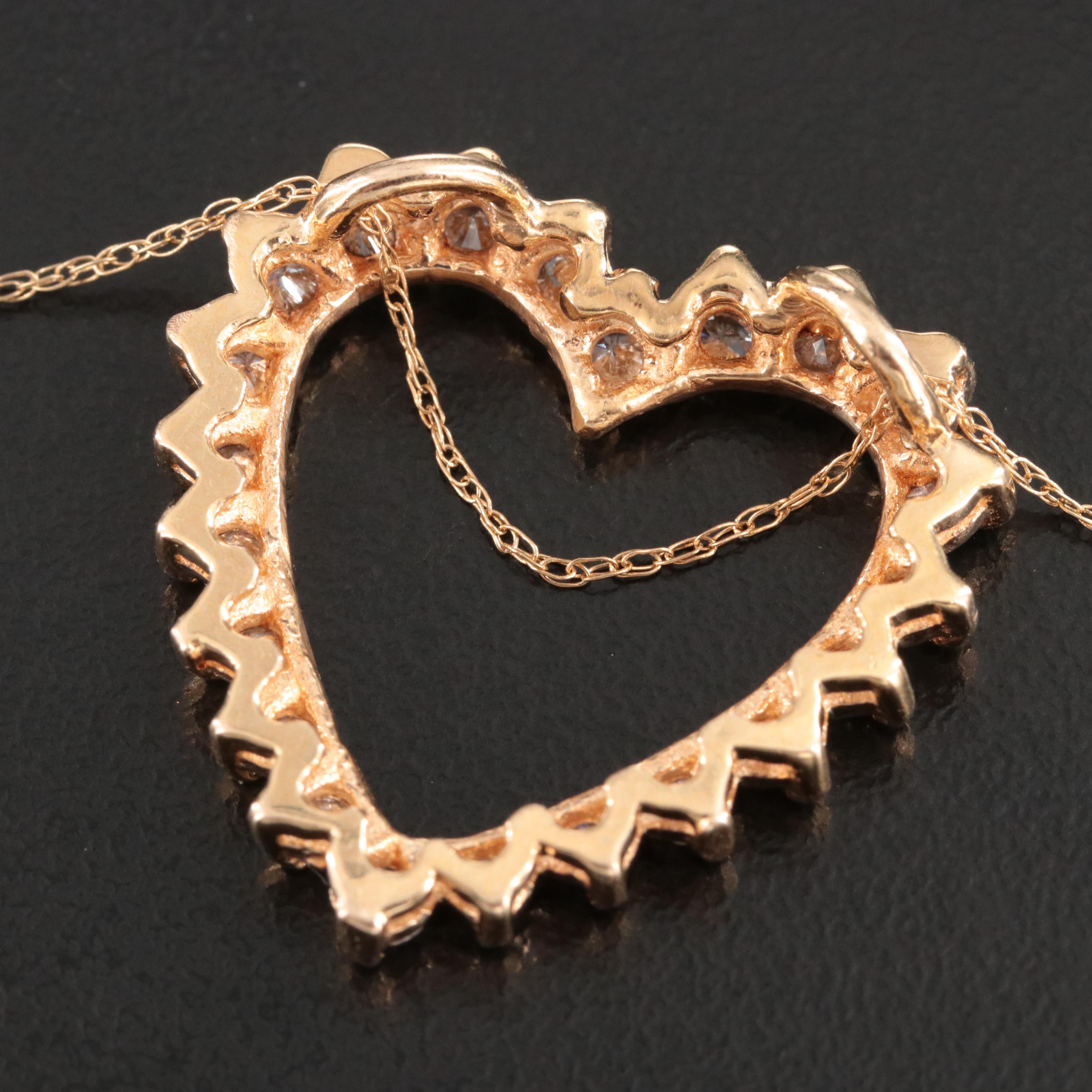 10K 1.04 CTW Diamond Heart Pendant Necklace
