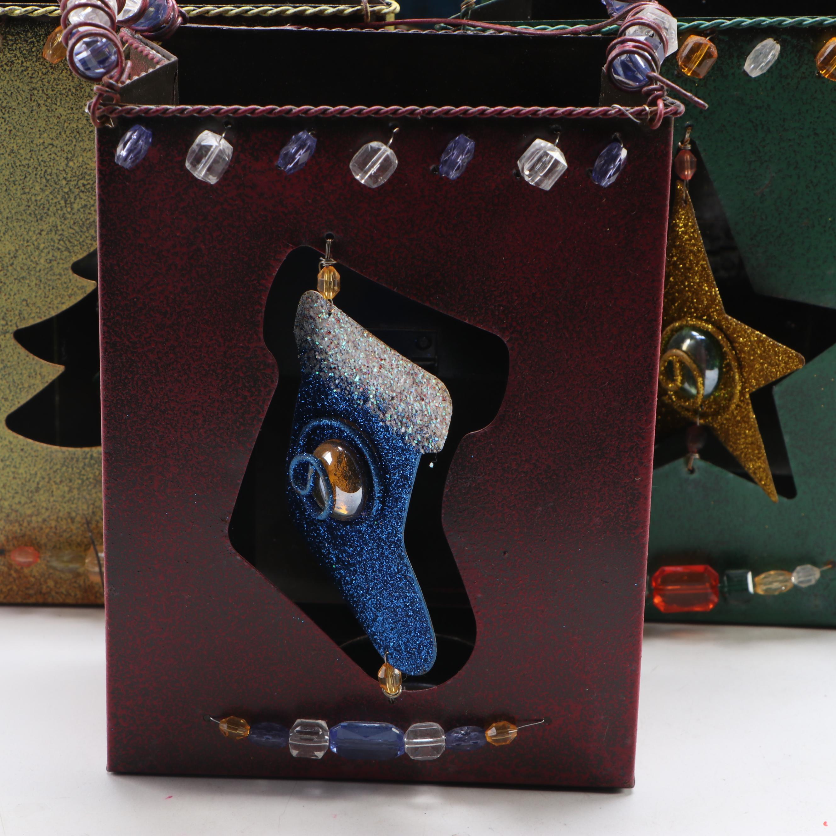 Holiday Painted Metal Luminarias