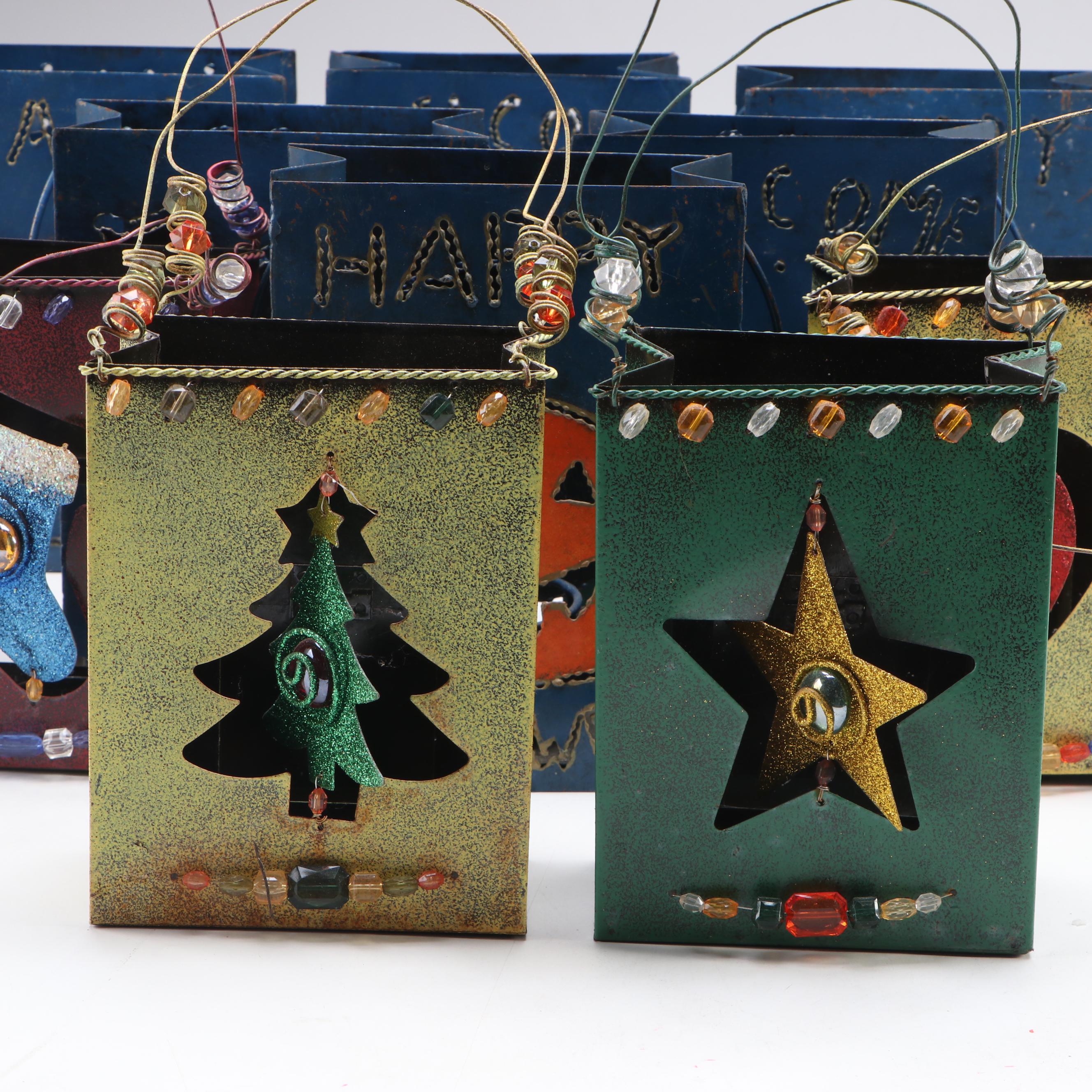 Holiday Painted Metal Luminarias