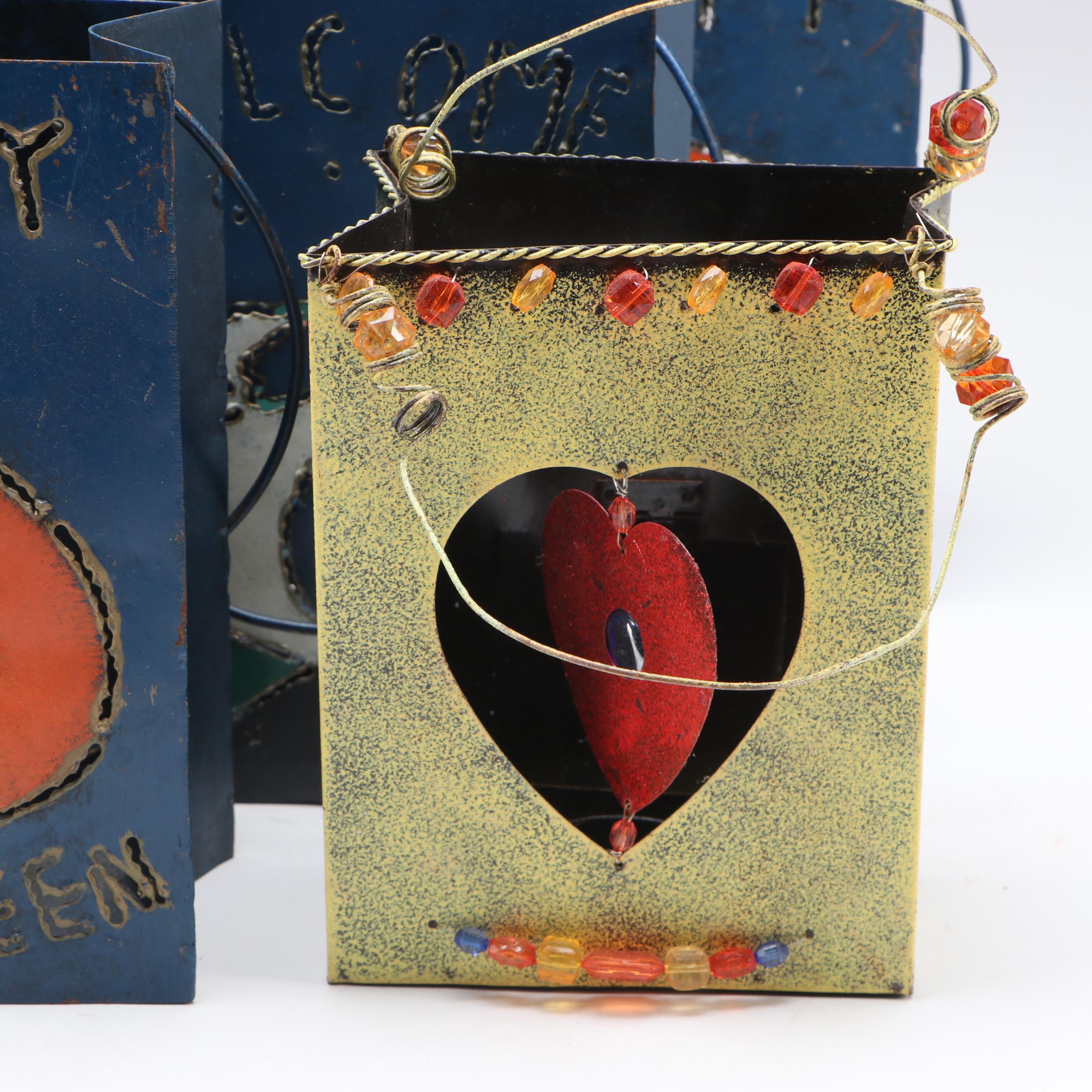 Holiday Painted Metal Luminarias