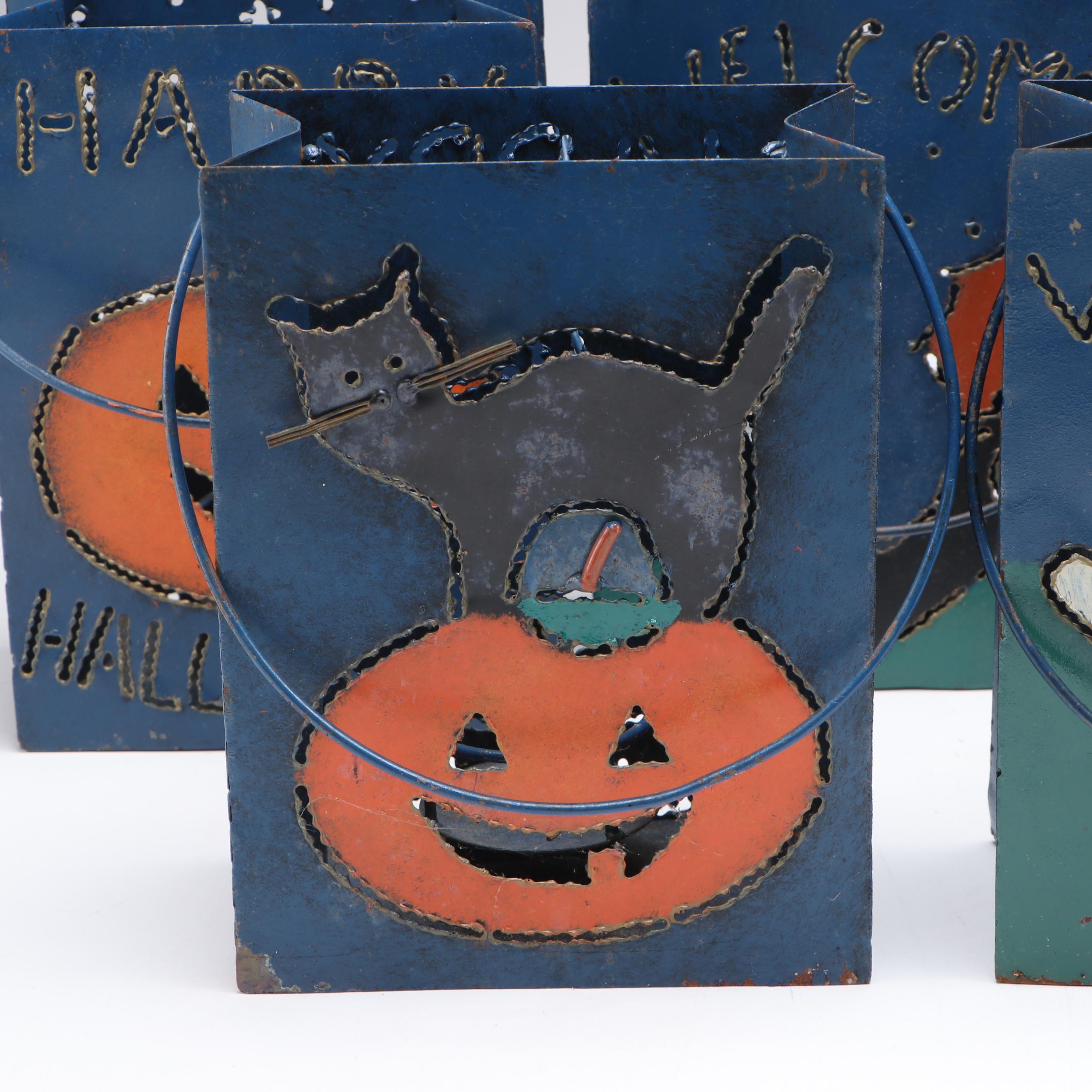 Holiday Painted Metal Luminarias