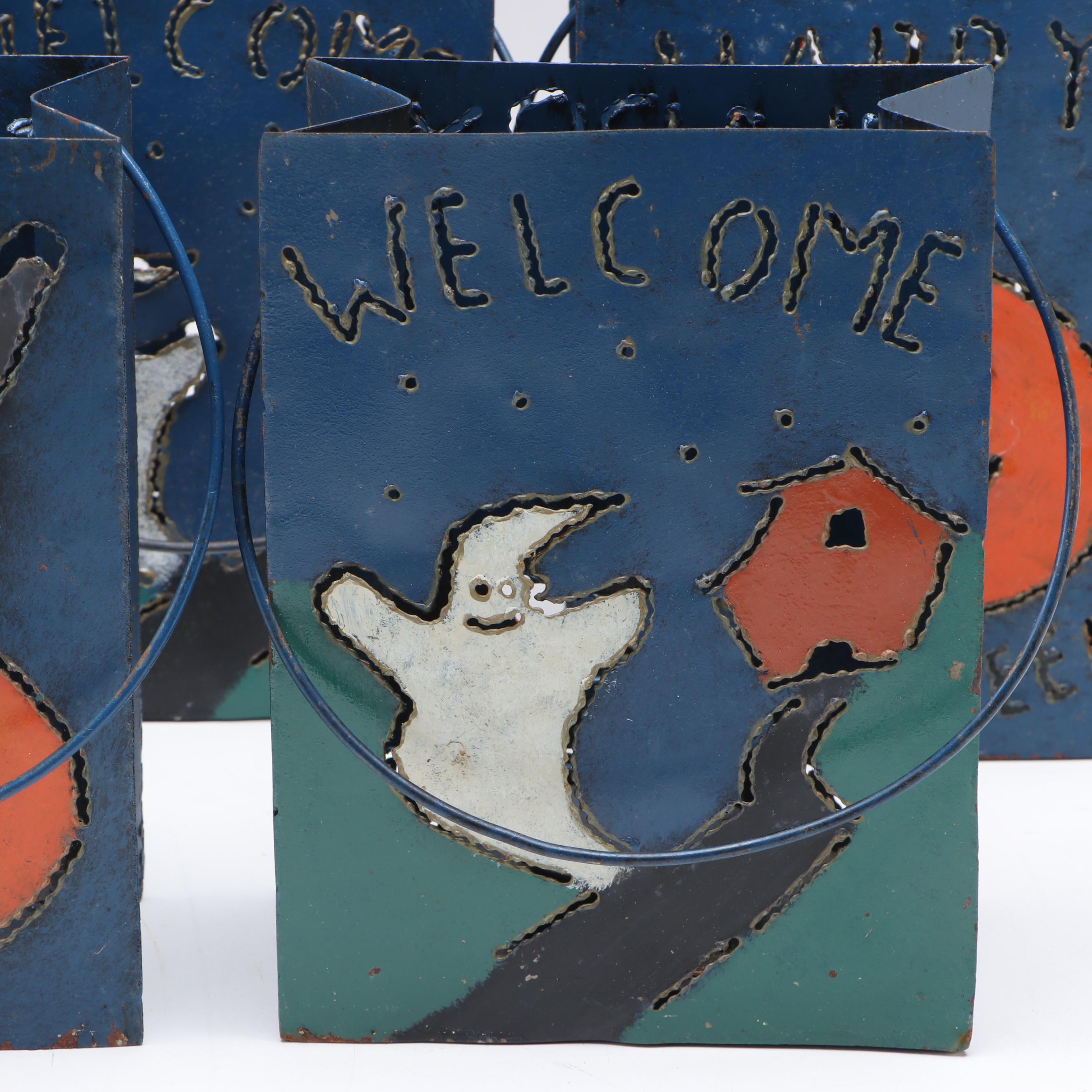 Holiday Painted Metal Luminarias