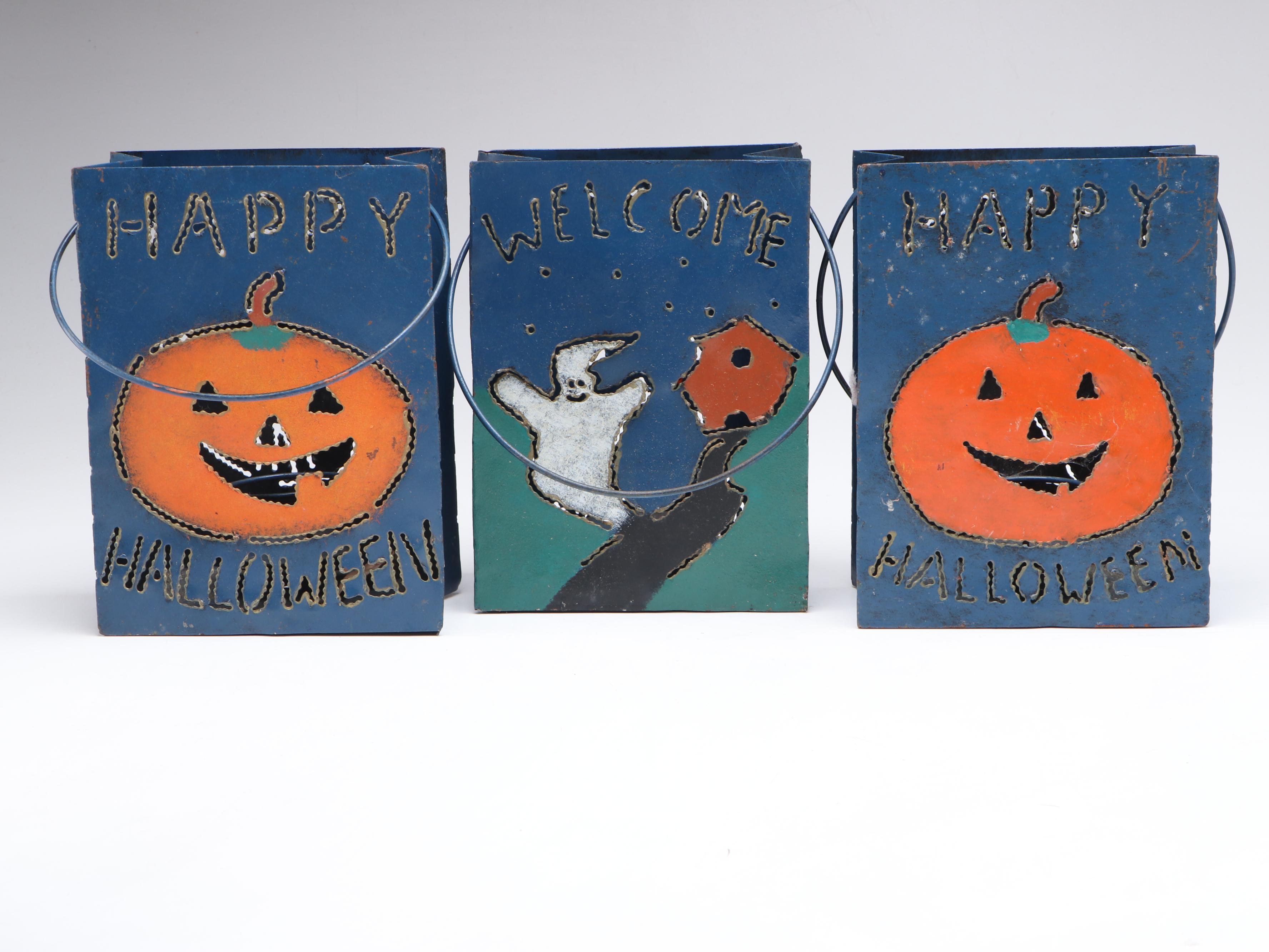 Holiday Painted Metal Luminarias