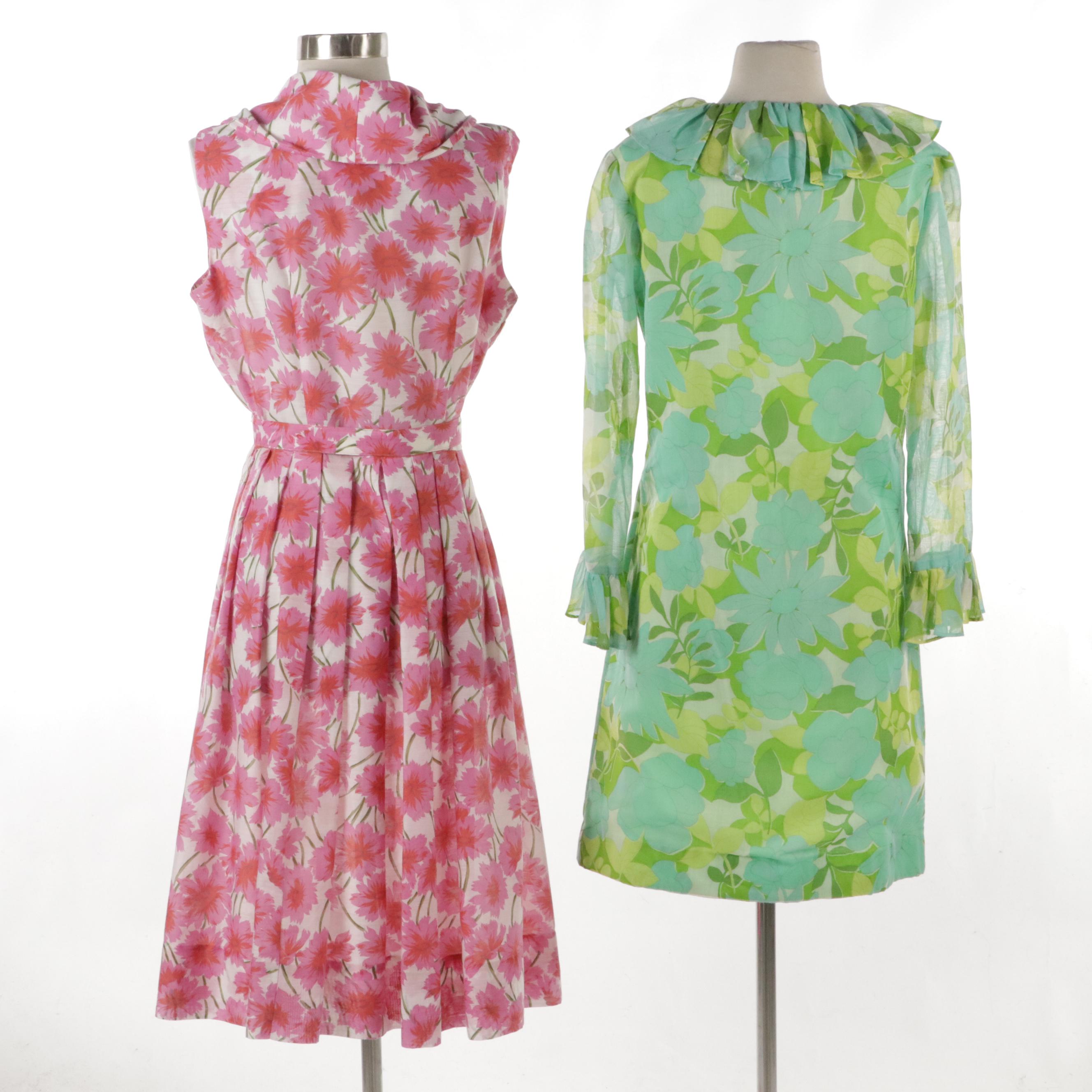 George Small Floral Print Ruffled Shift Dress & Other Floral Print Belted Dress