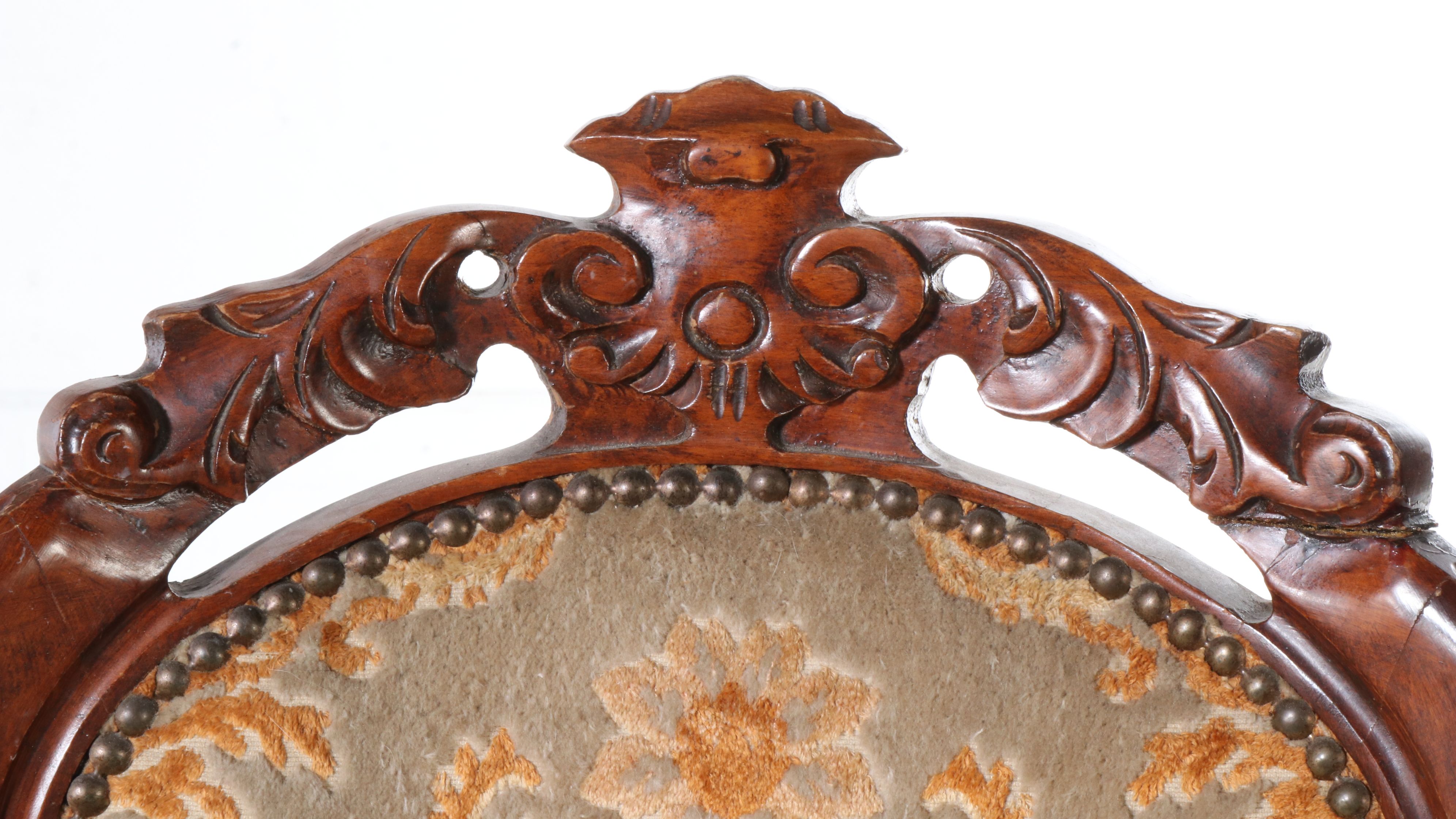 Four Louis XV Style Carved Walnut Upholstered Side Chairs