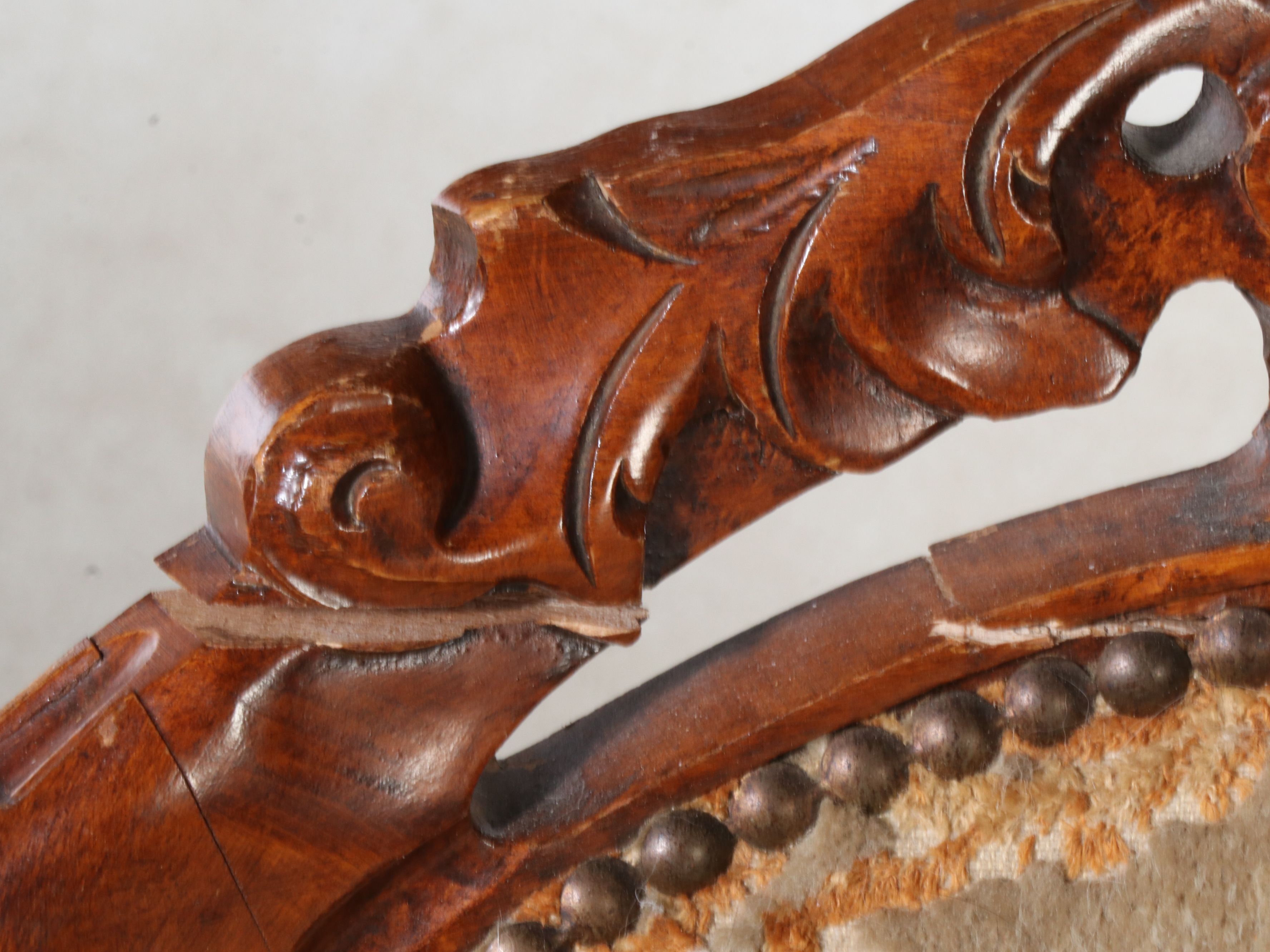 Four Louis XV Style Carved Walnut Upholstered Side Chairs