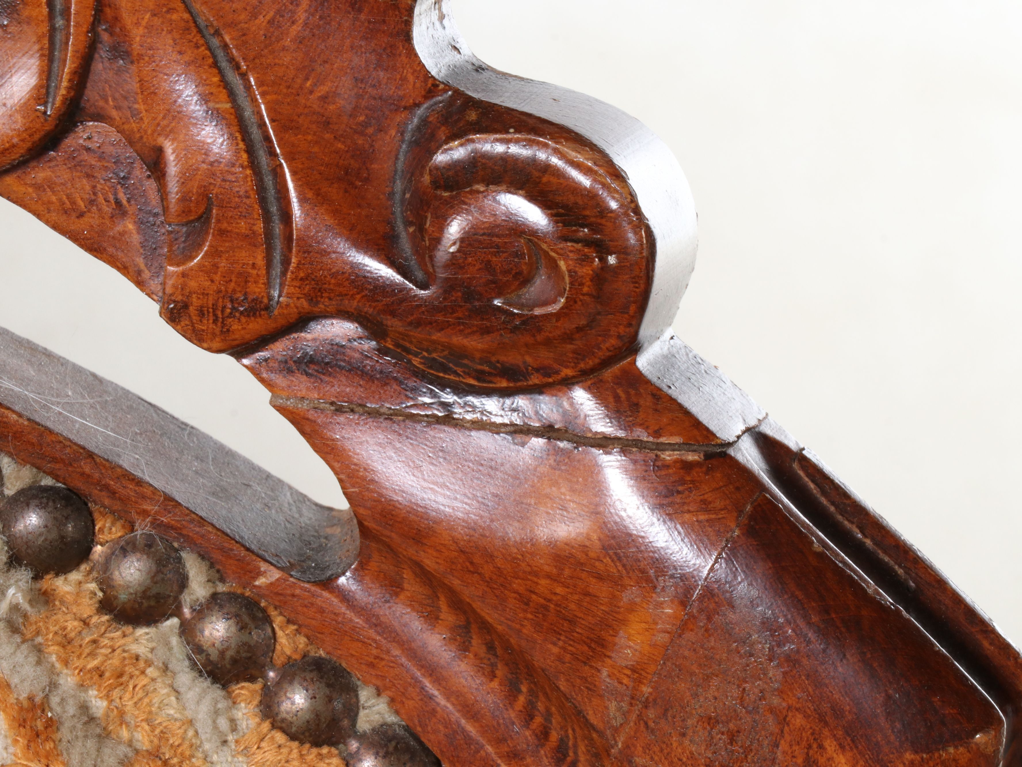 Four Louis XV Style Carved Walnut Upholstered Side Chairs