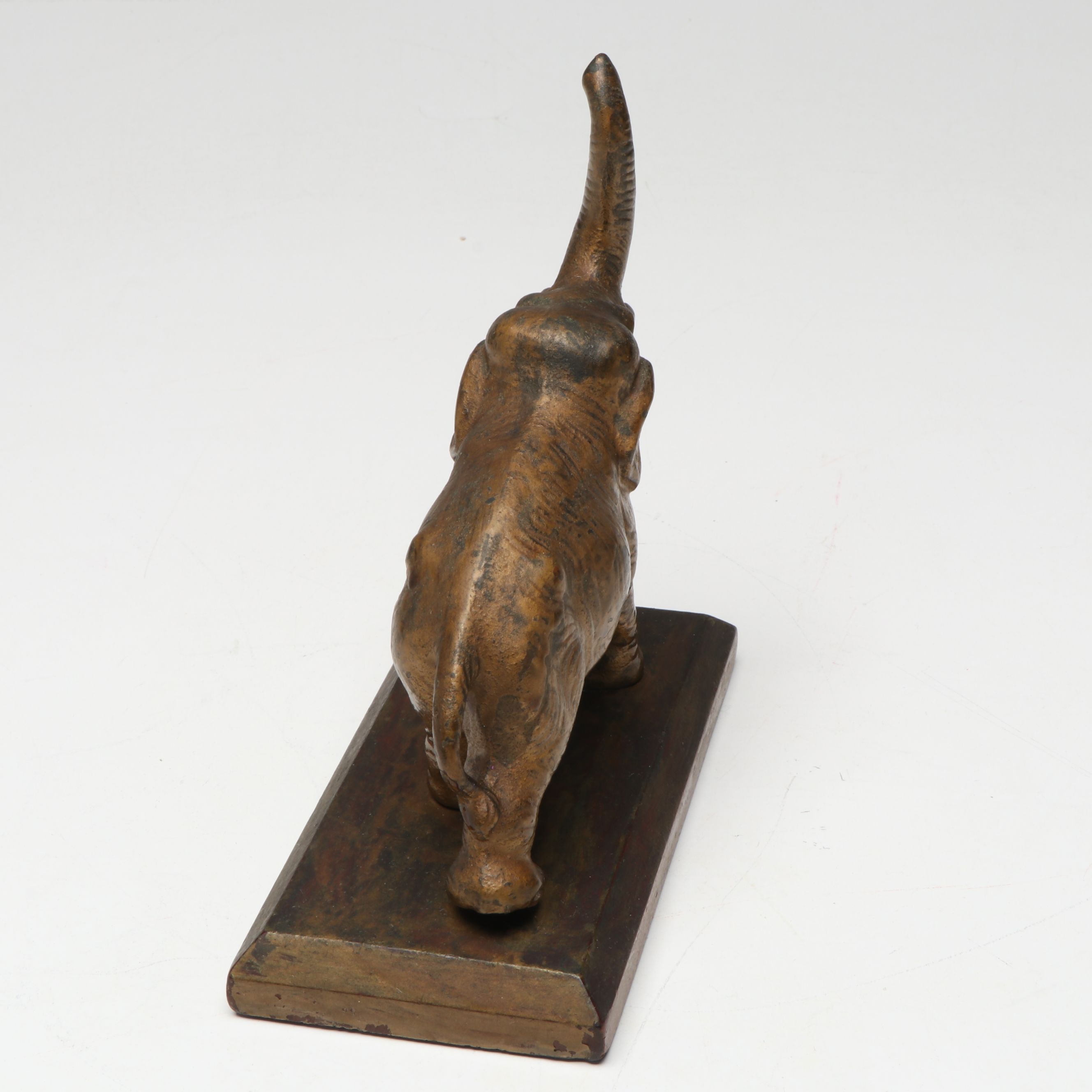 Bronze Finish Cast Iron Elephant with Raised Trunk, 20th Century