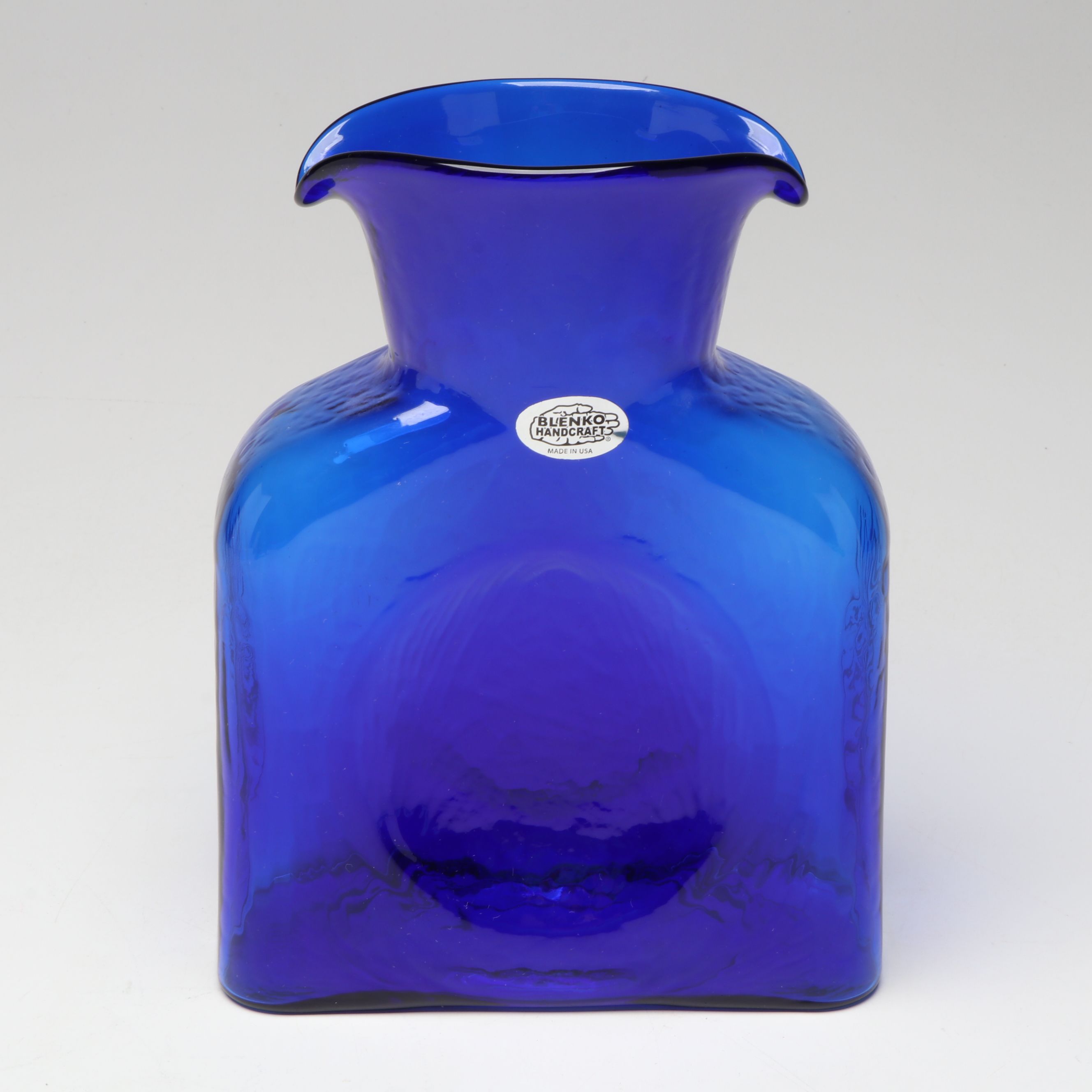 Blenko Hand-Blown "Cobalt" and "Ice Blue" Water Bottles