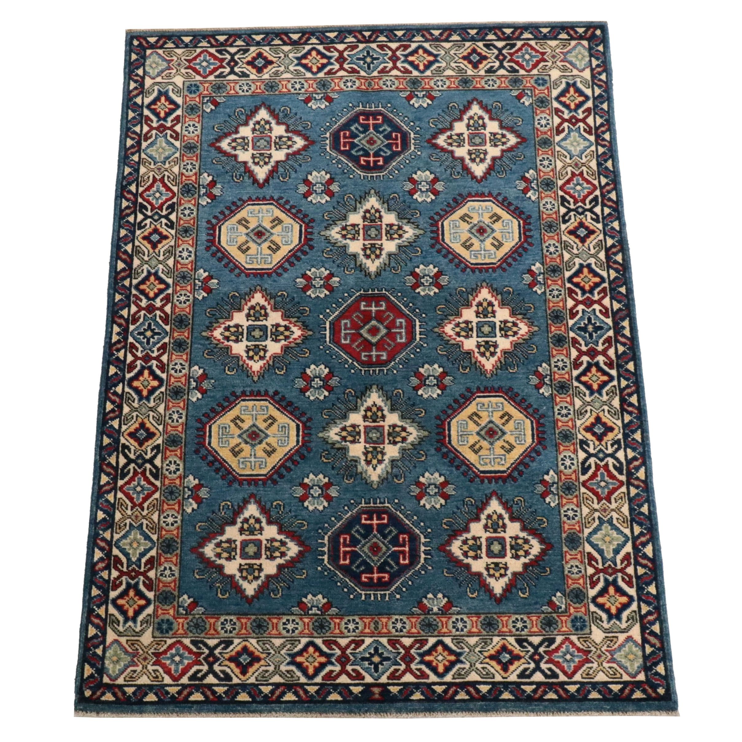 4'1 x 5'11 Hand-Knotted Pakistani Kazak Area Rug