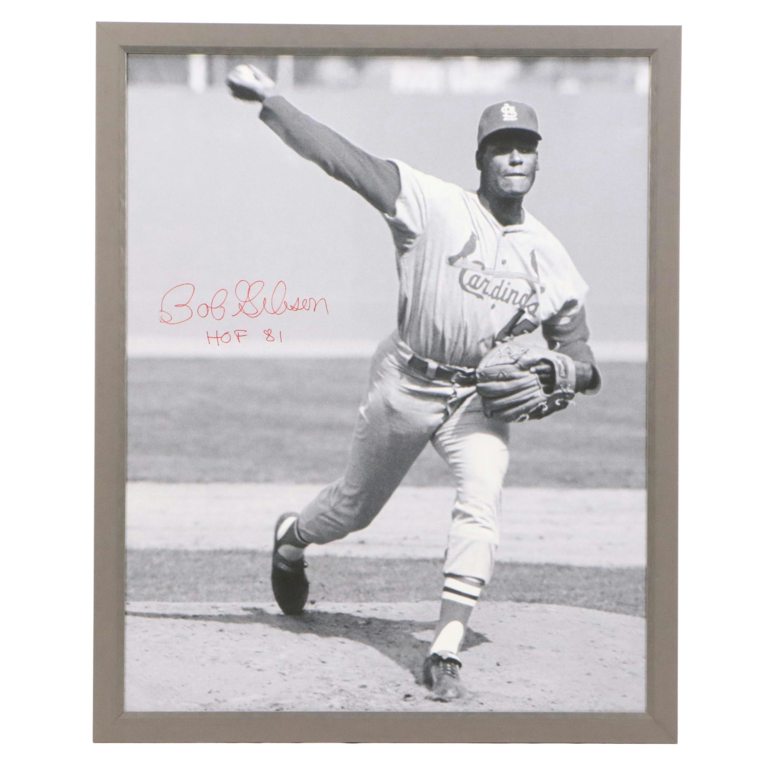 Bob Gibson Signed Rawlings Official Baseball & St. Louis Cardinals Canvas Print
