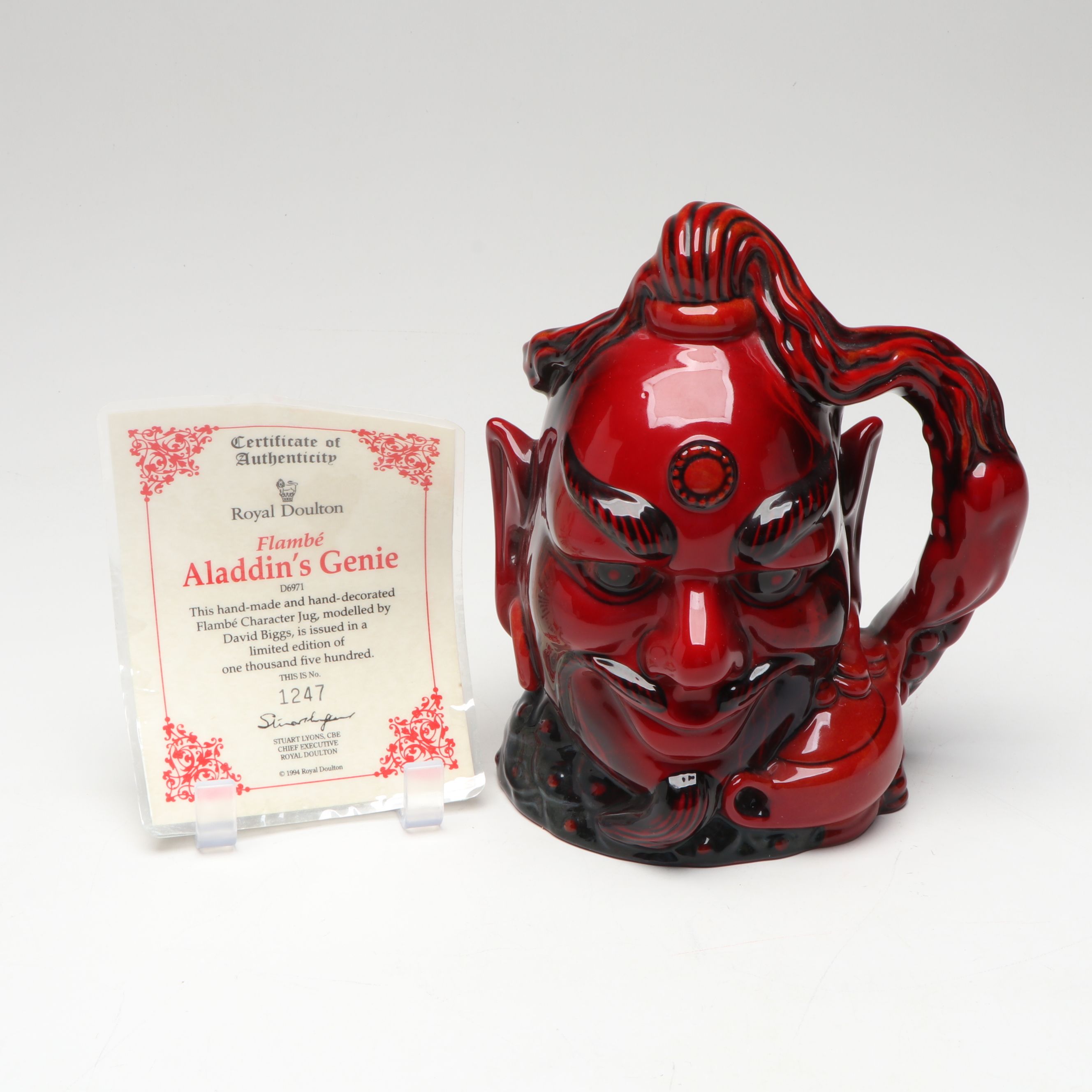 Royal Doulton "Aladdin's Genie" Limited Edition Flambé Character Jug, 1994