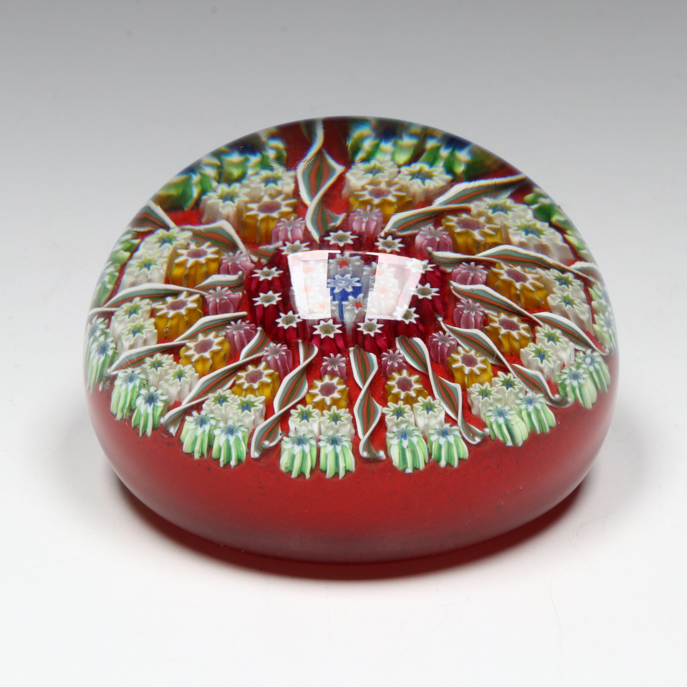 Scottish Perthshire 12-Spoke and Millefiori Art Glass Paperweight