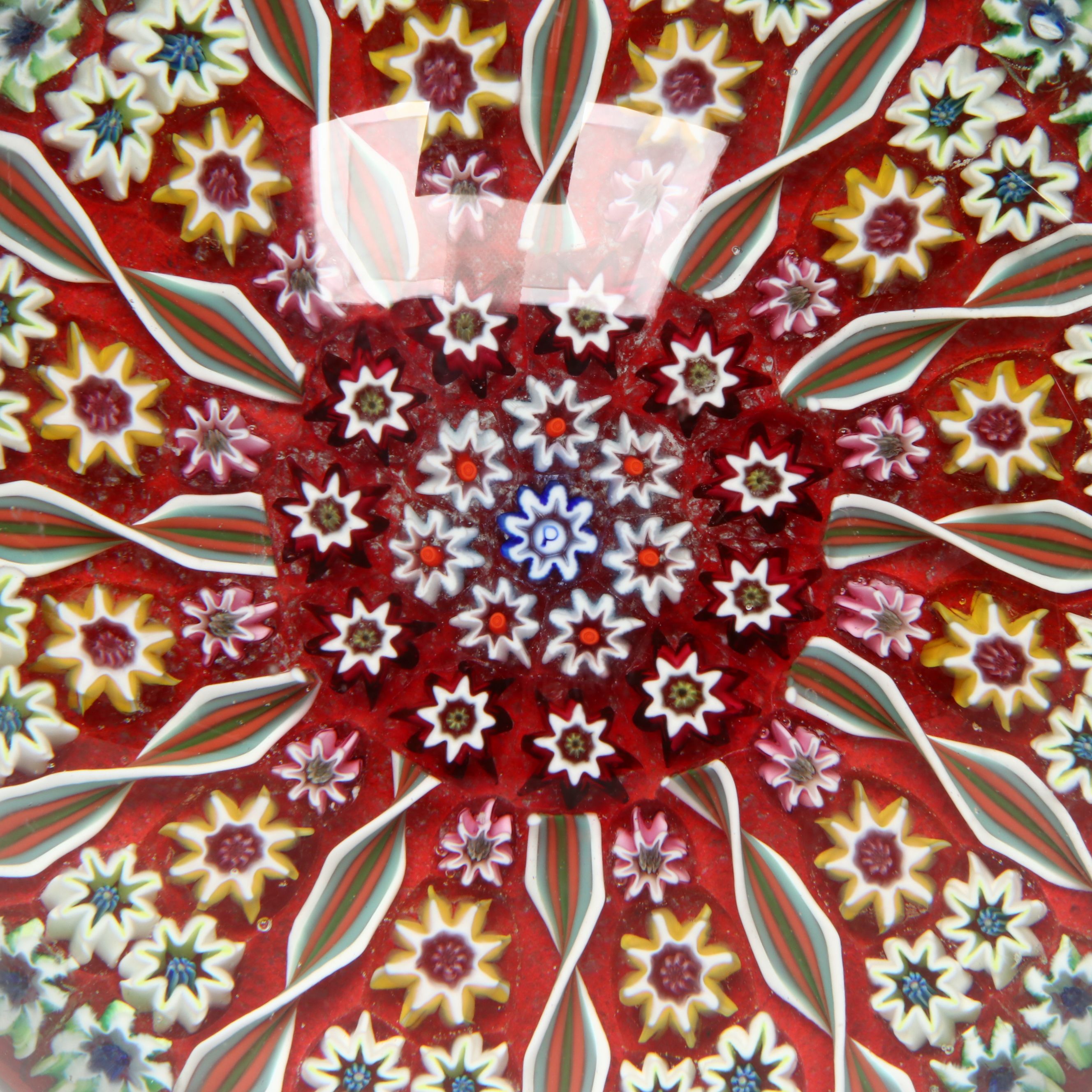 Scottish Perthshire 12-Spoke and Millefiori Art Glass Paperweight