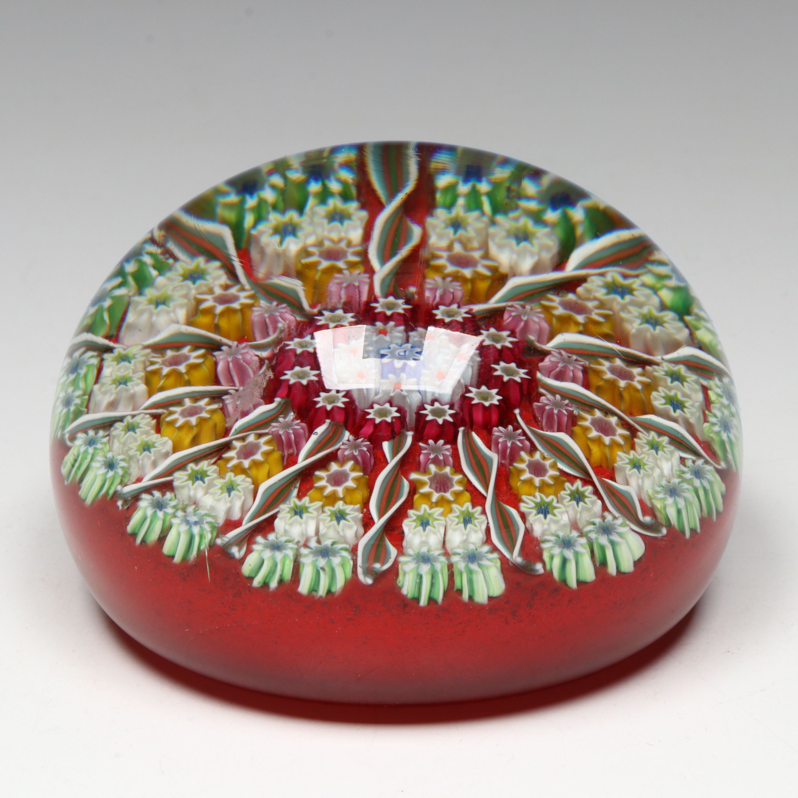 Scottish Perthshire 12-Spoke and Millefiori Art Glass Paperweight