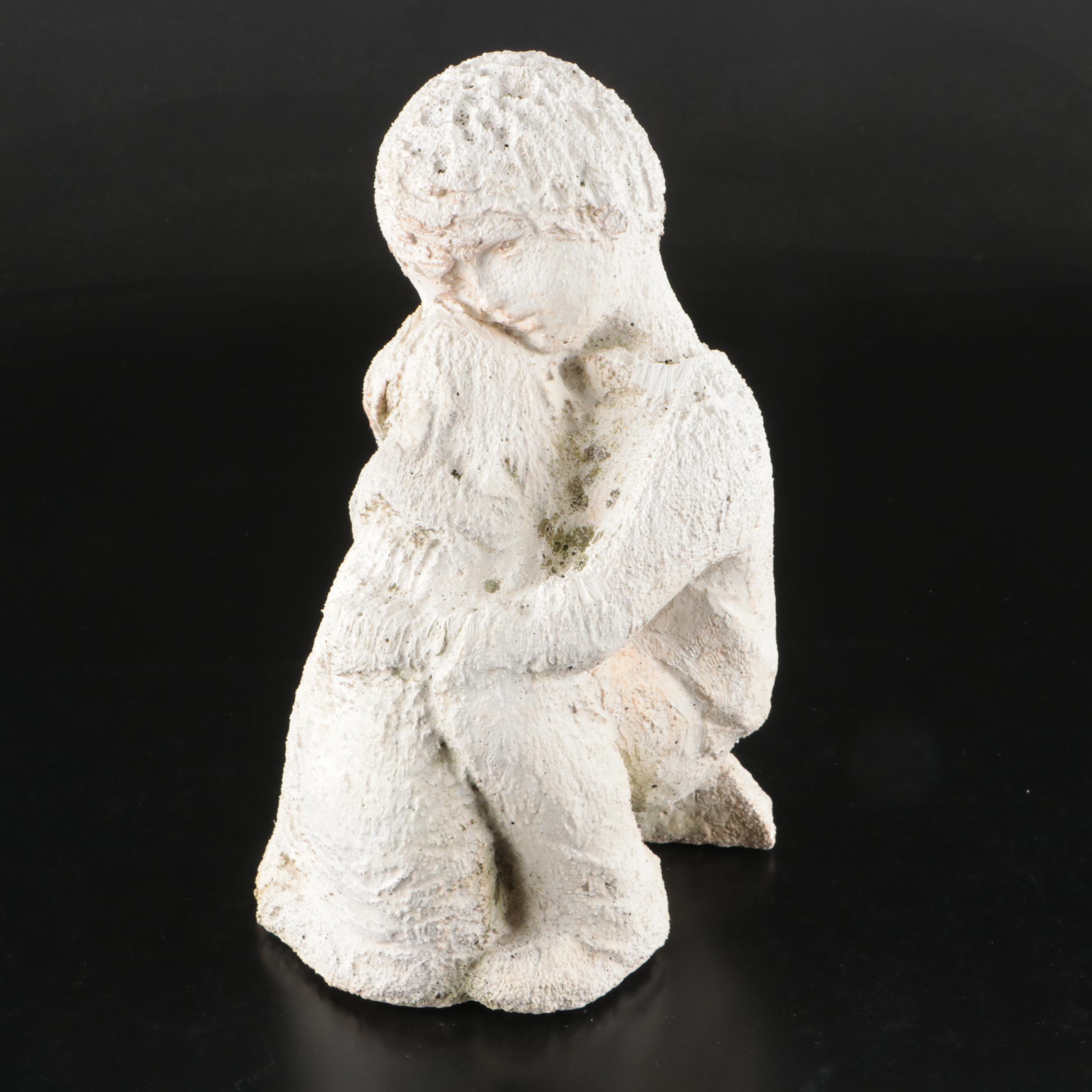 Child with Dog Concrete Garden Sculpture