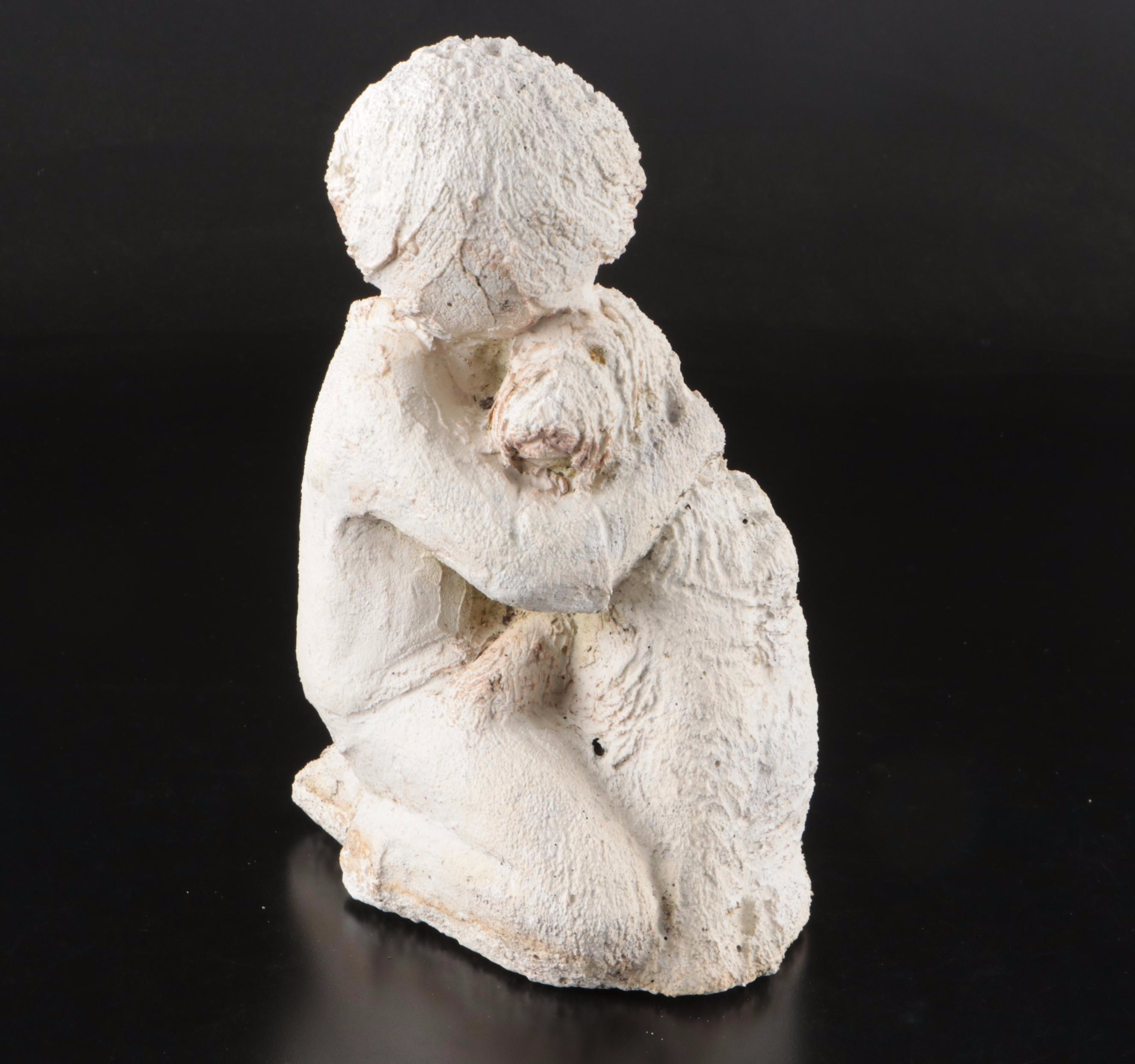 Child with Dog Concrete Garden Sculpture