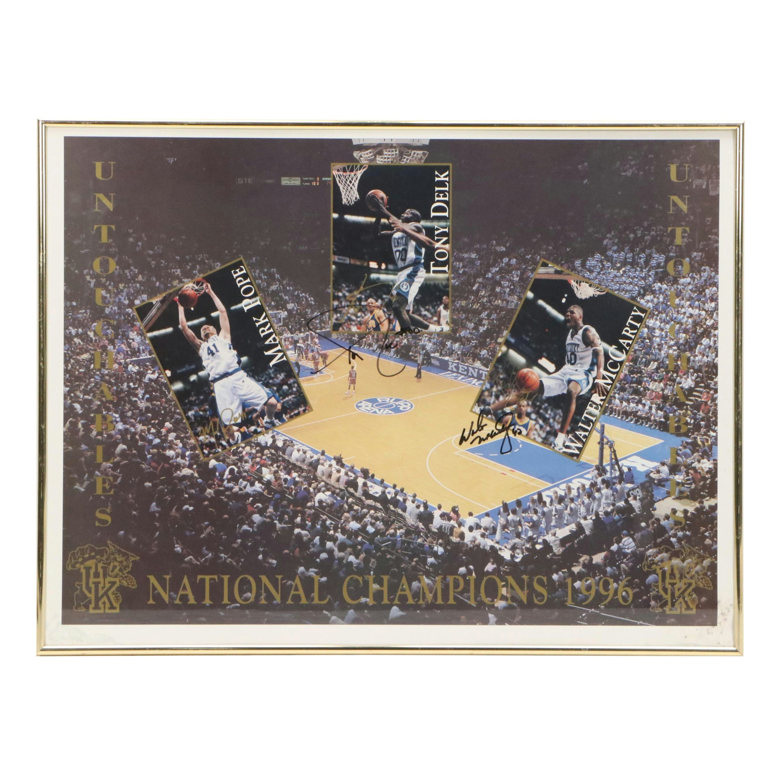 Mark Pope, Tony Delk, and Walter McCarty Signed University of Kentucky Poster