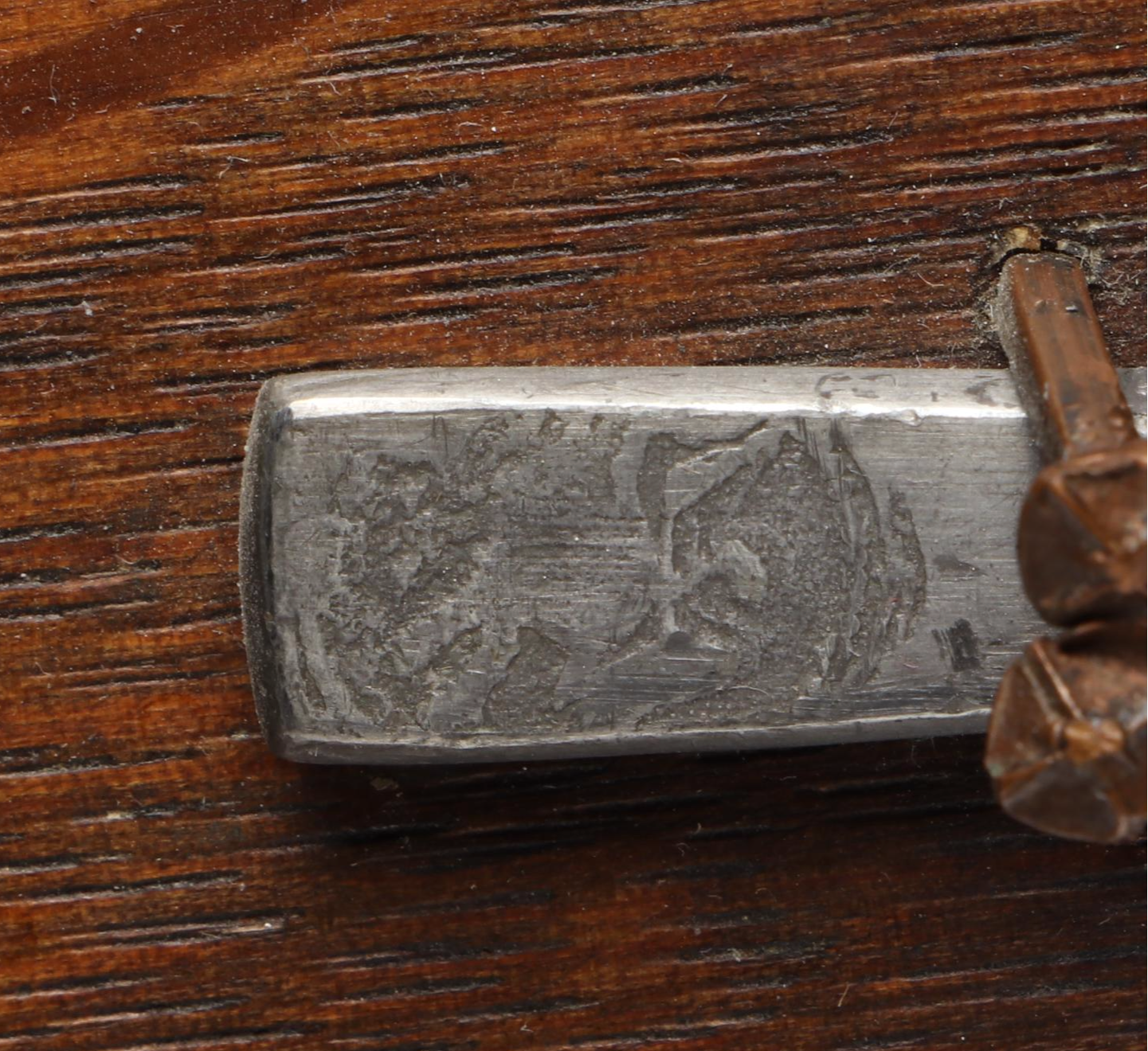 Pewter Spoons on Oak Display Rack