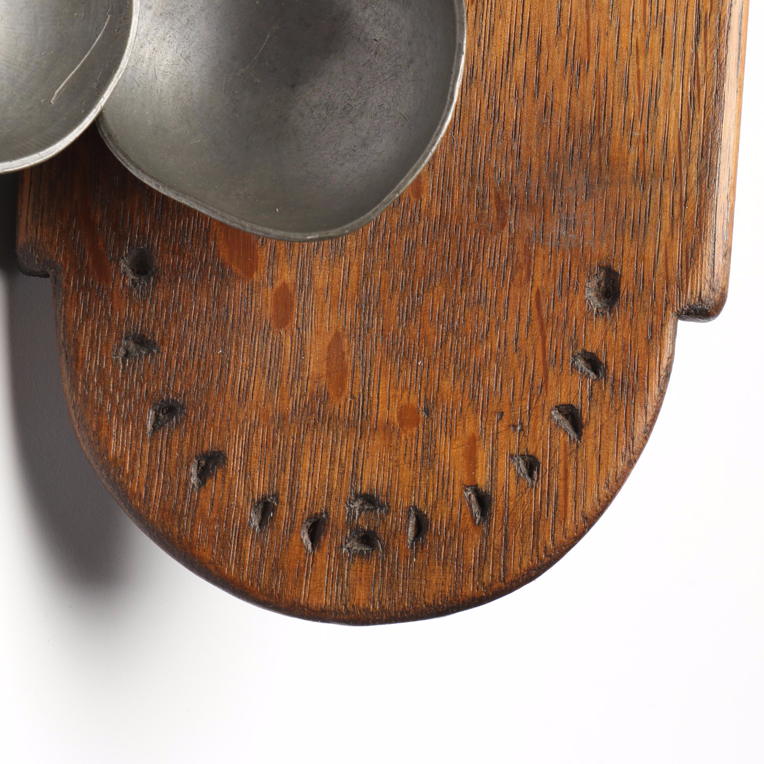 Pewter Spoons on Oak Display Rack