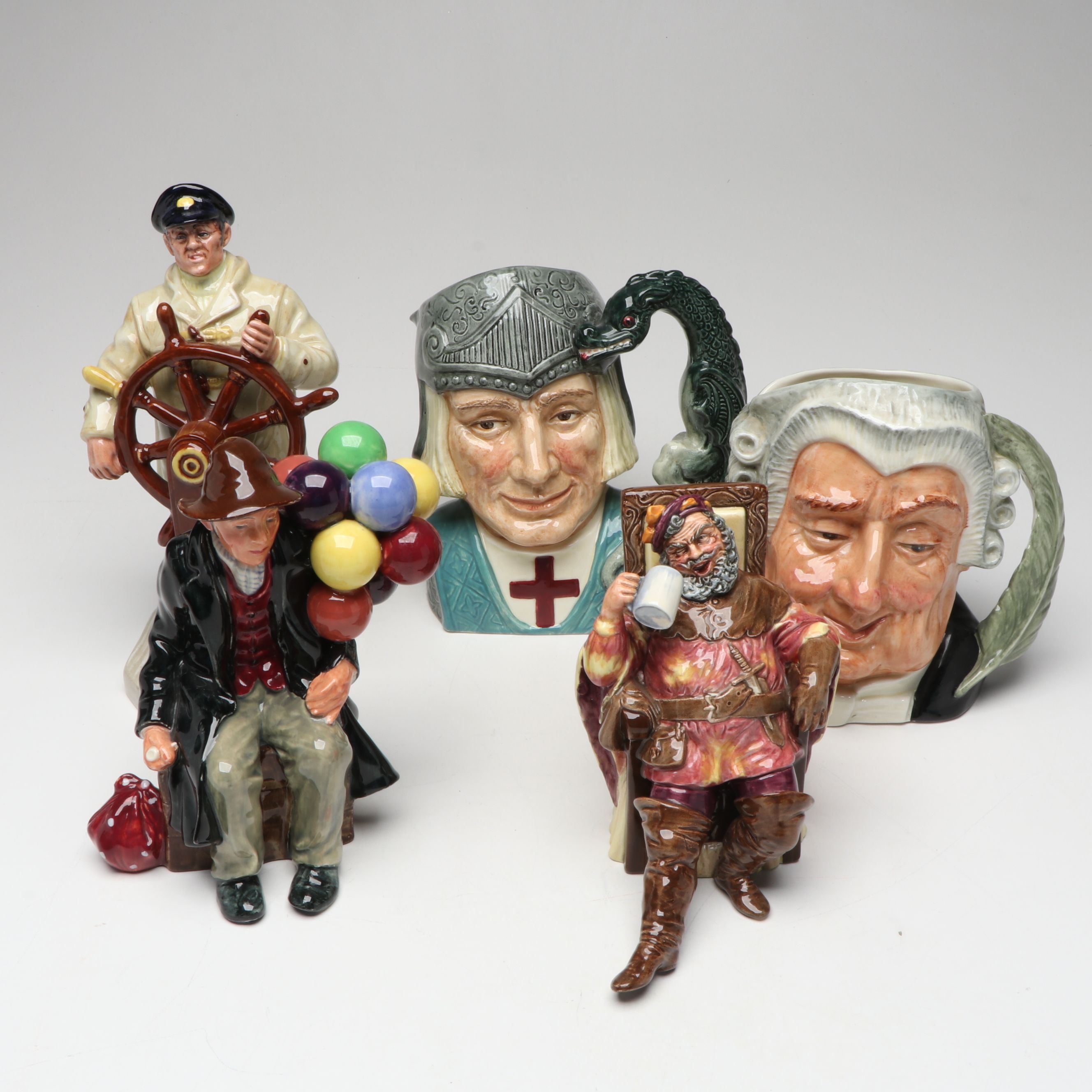 Royal Doulton "St George" with More Toby Jugs and Ceramic Figurines