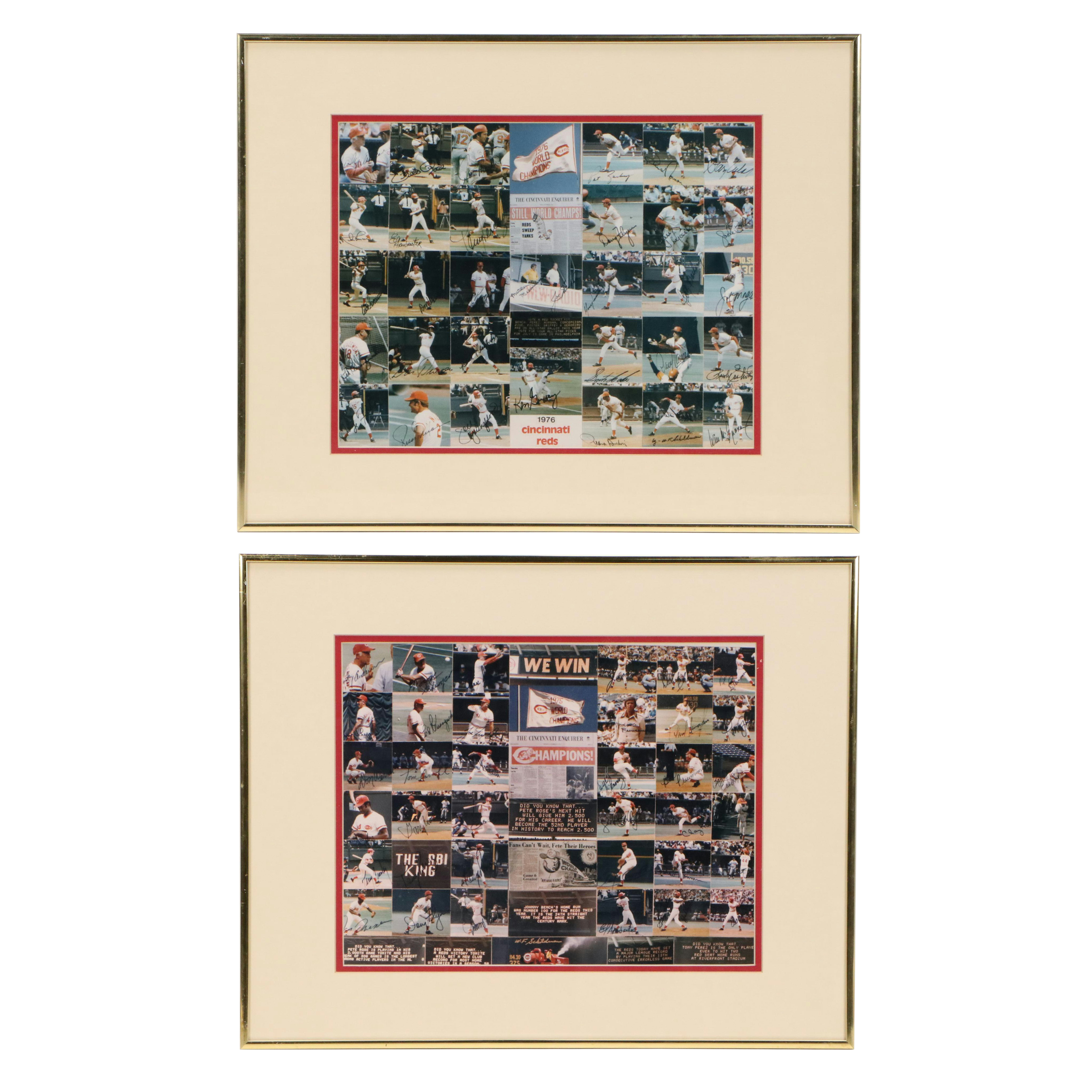 1975 and 1976 Cincinnati Reds Facsimile Signed Team Collages