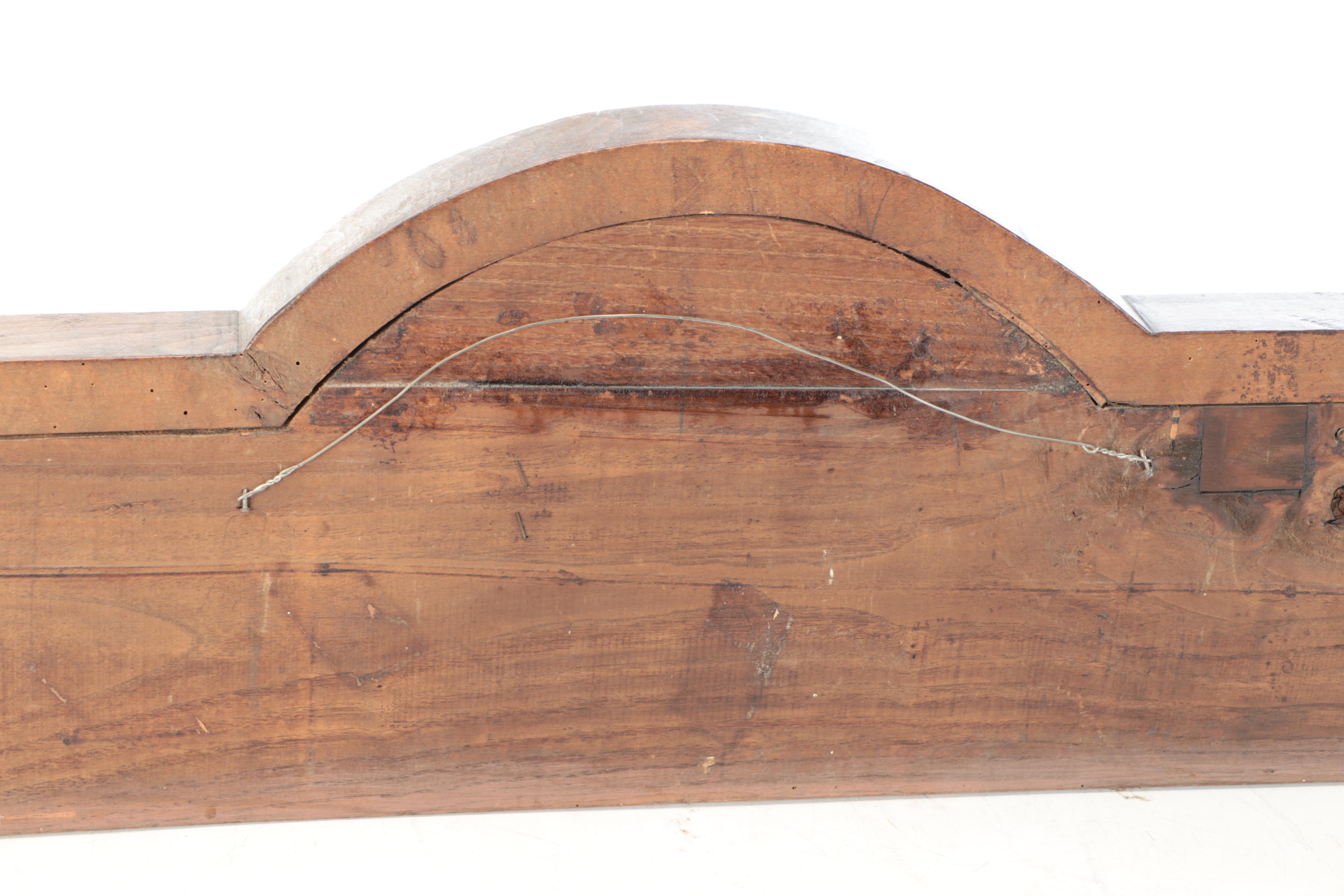 Victorian Renaissance Revival Carved Walnut Pediment with Portrait Medallion