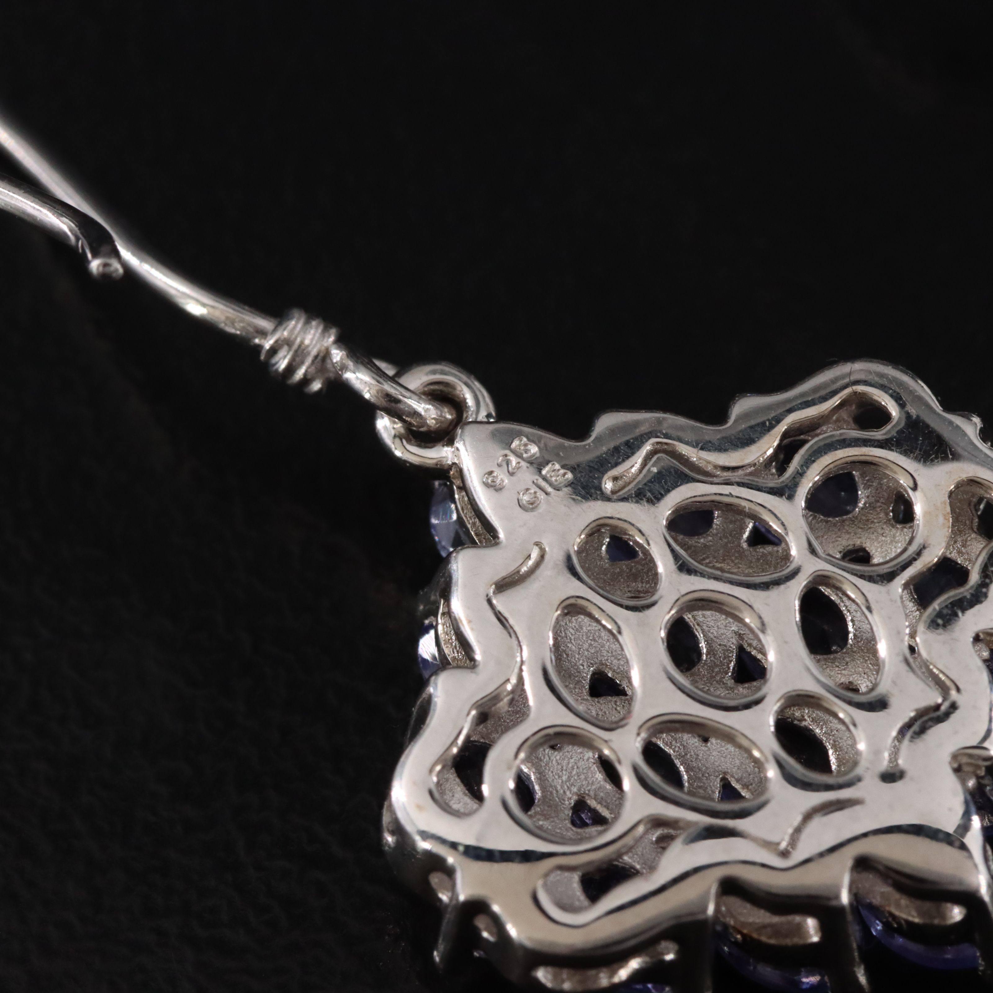 Sterling Tanzanite and White Zircon Drop Earrings