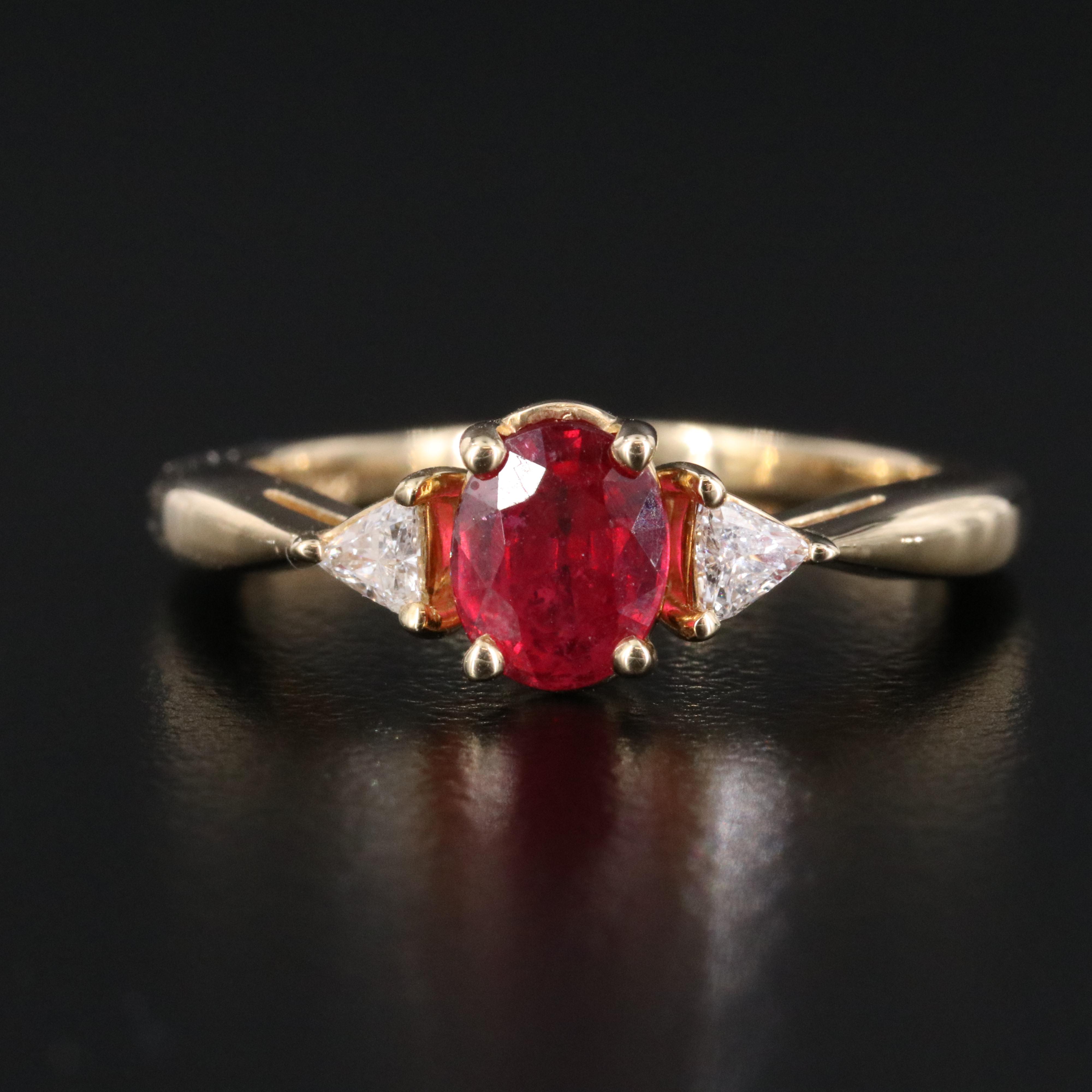 14K Filled Corundum and Diamond Ring