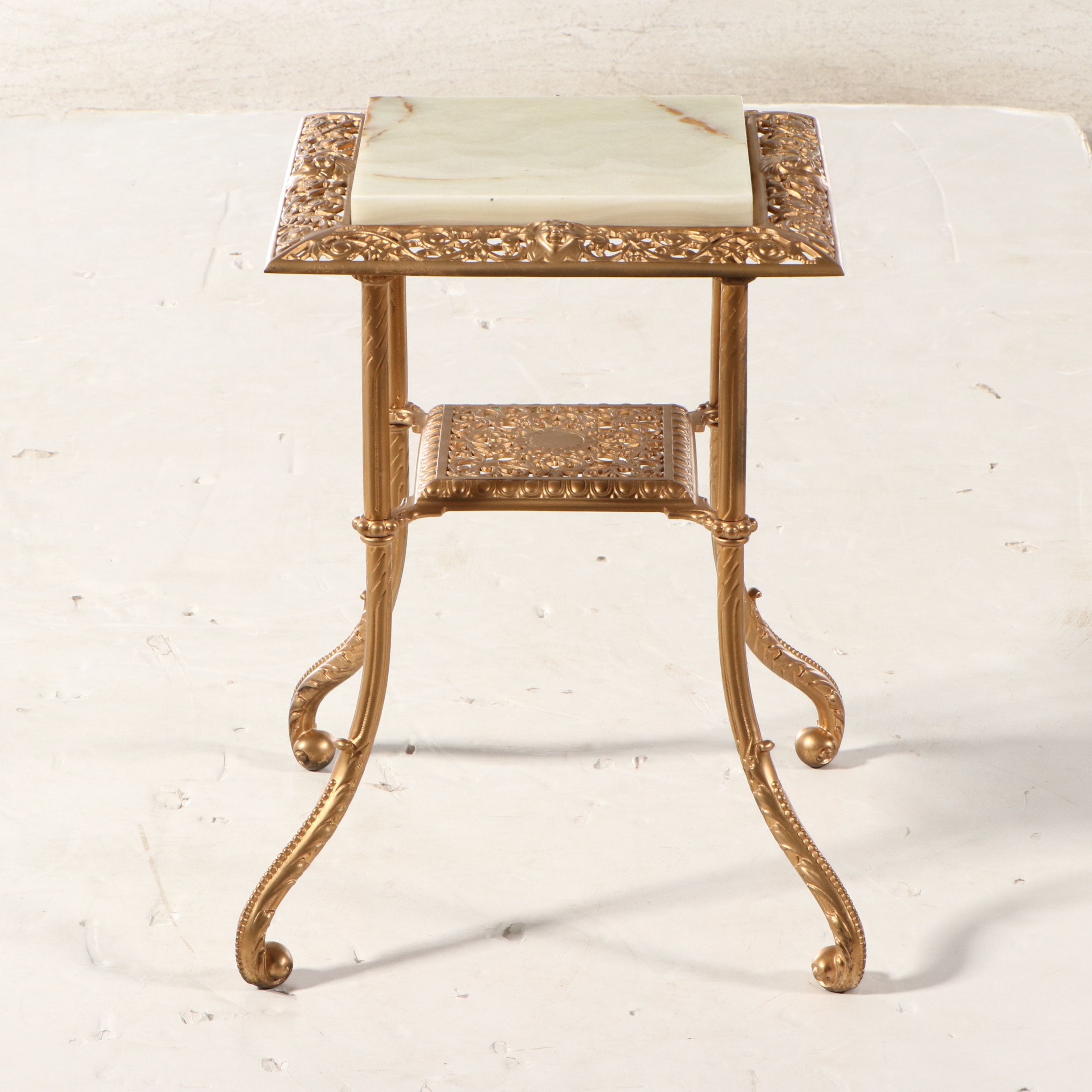 Victorian Style Cast Iron and Marble Plant Stand