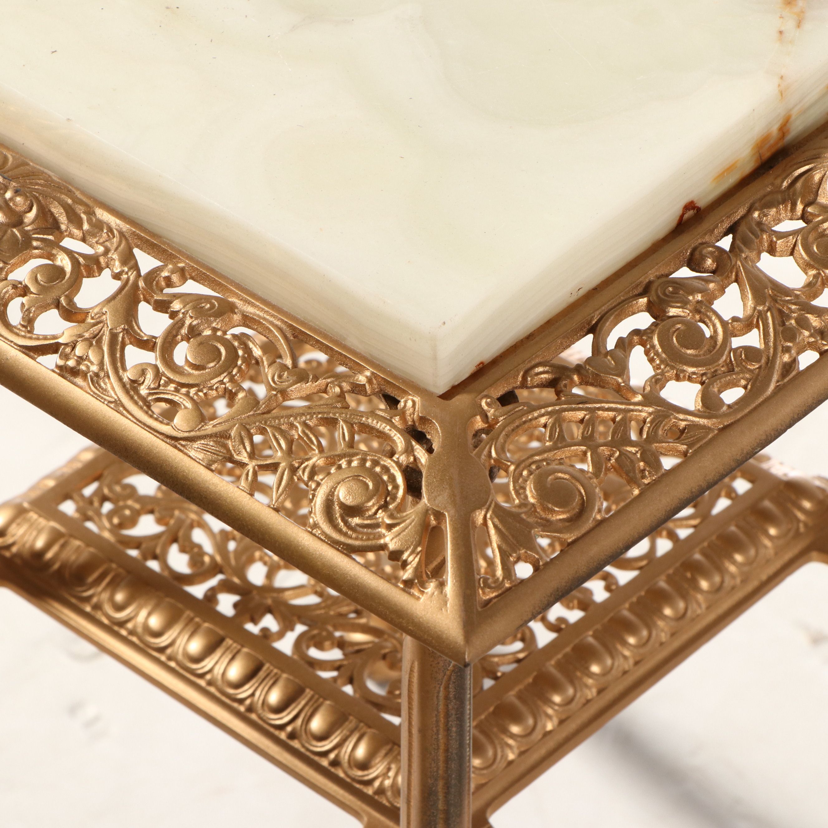 Victorian Style Cast Iron and Marble Plant Stand