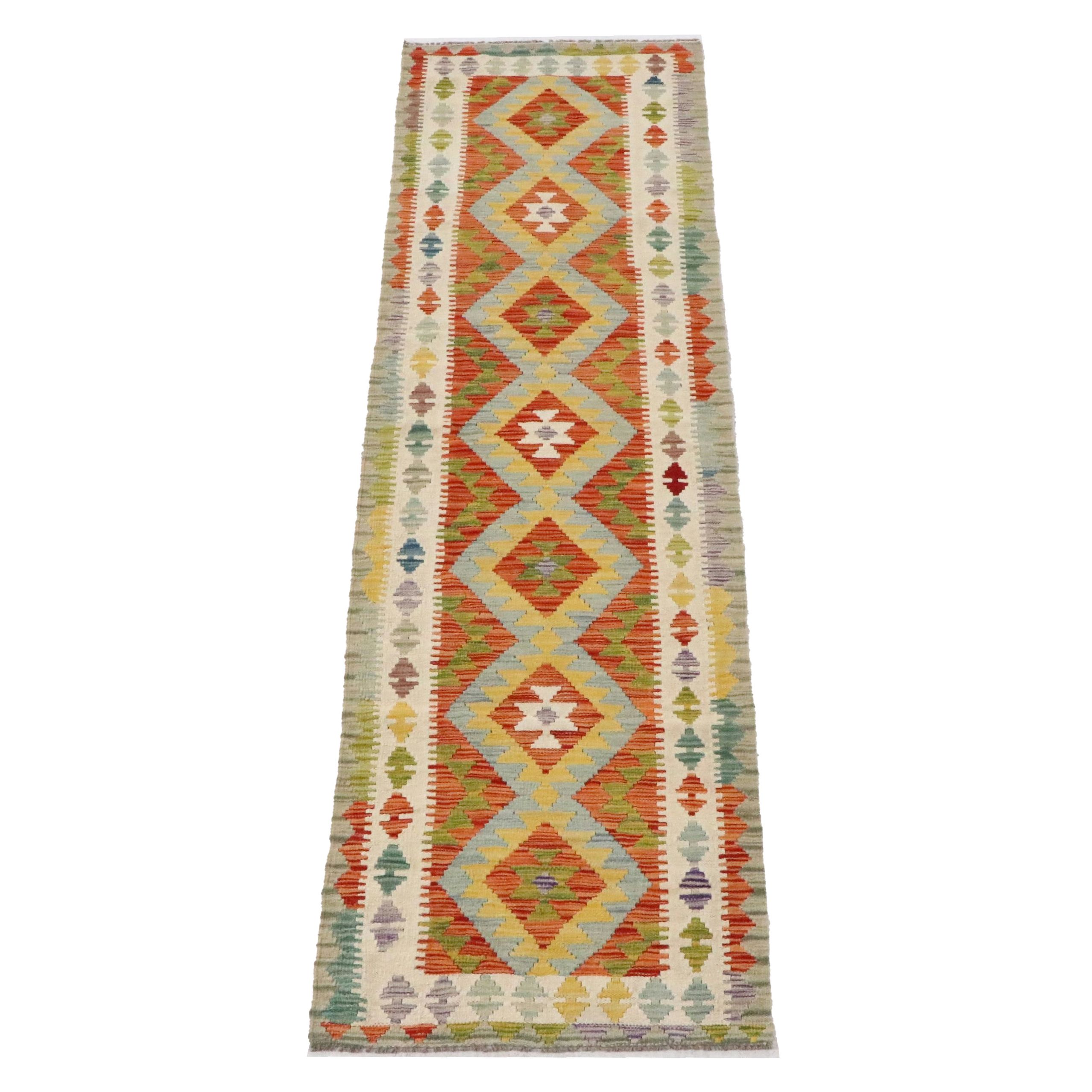 2'7 x 9'10 Handwoven Pakistani Kilim Carpet Runner