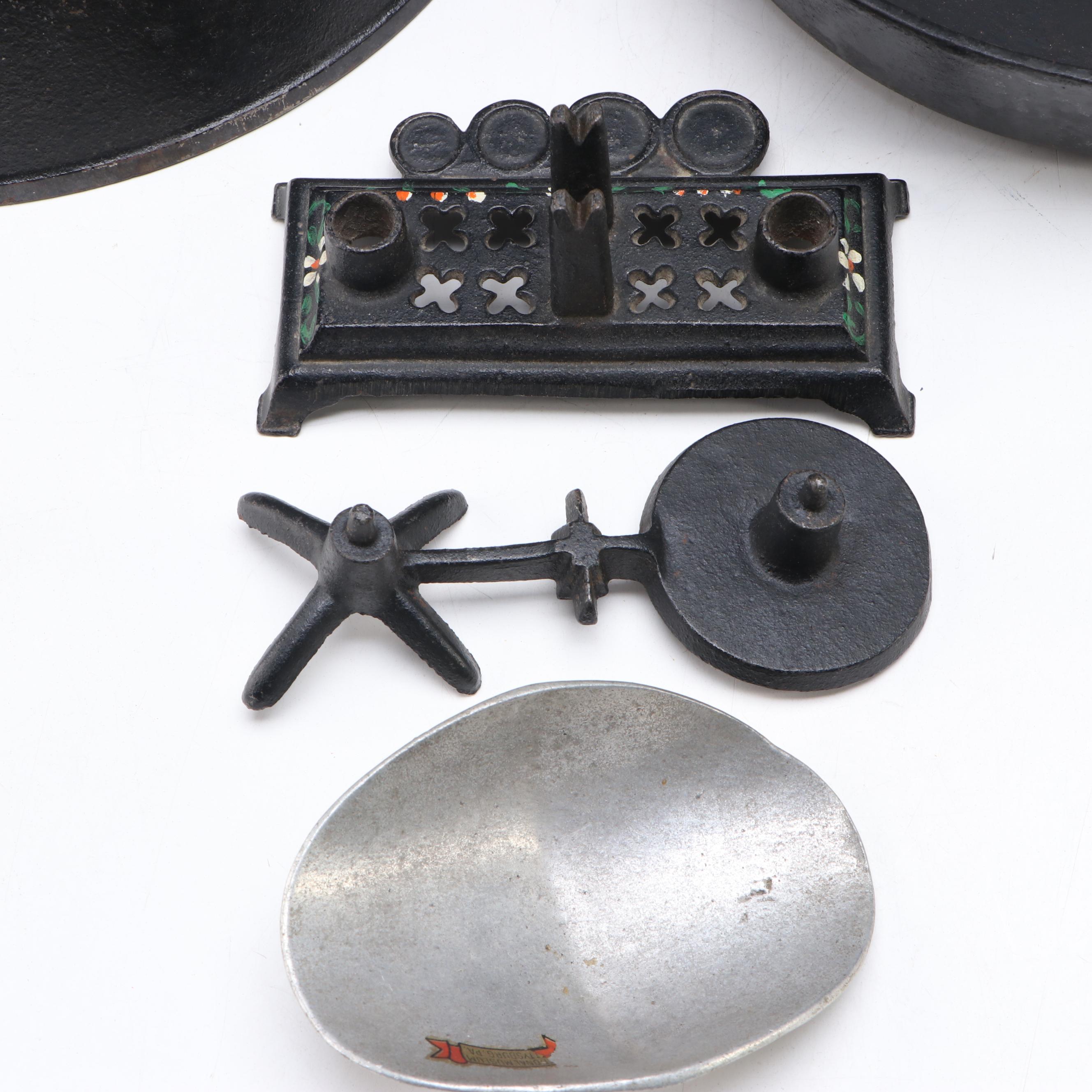 Lodge Cast Iron Skillet Wall Clock with Other Skillet and Balance Scale