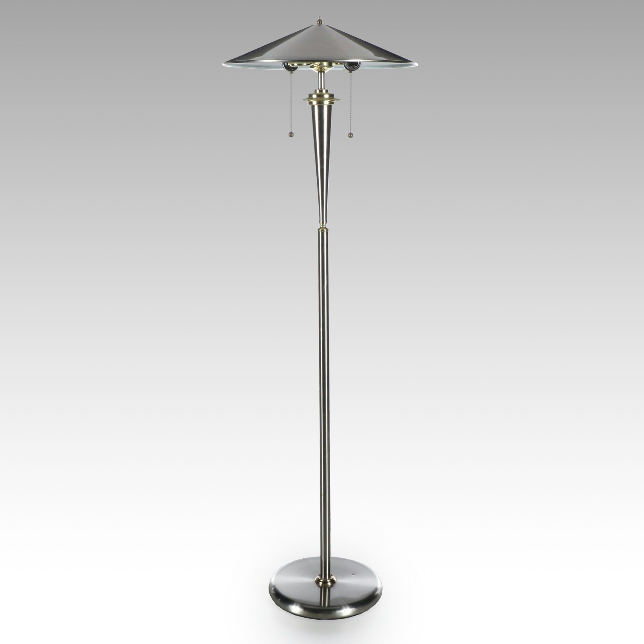 Postmodern Style Chrome and Brass Finish Floor Lamp