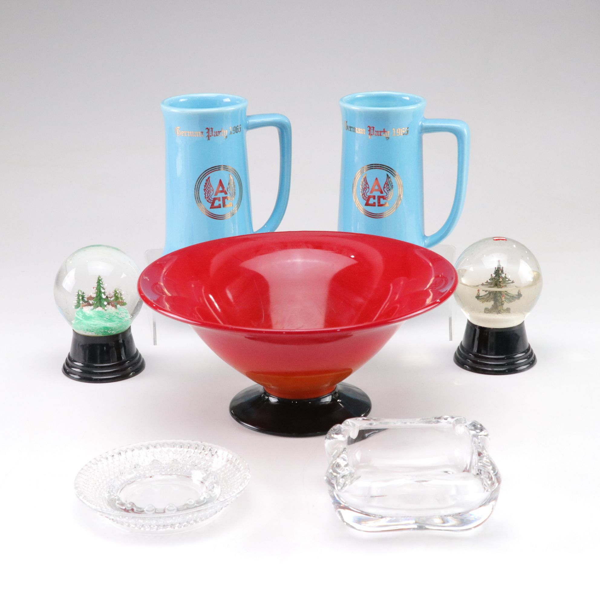 Blown Ombre Glass Bowl with Ashtrays, Snow Globes & Mugs