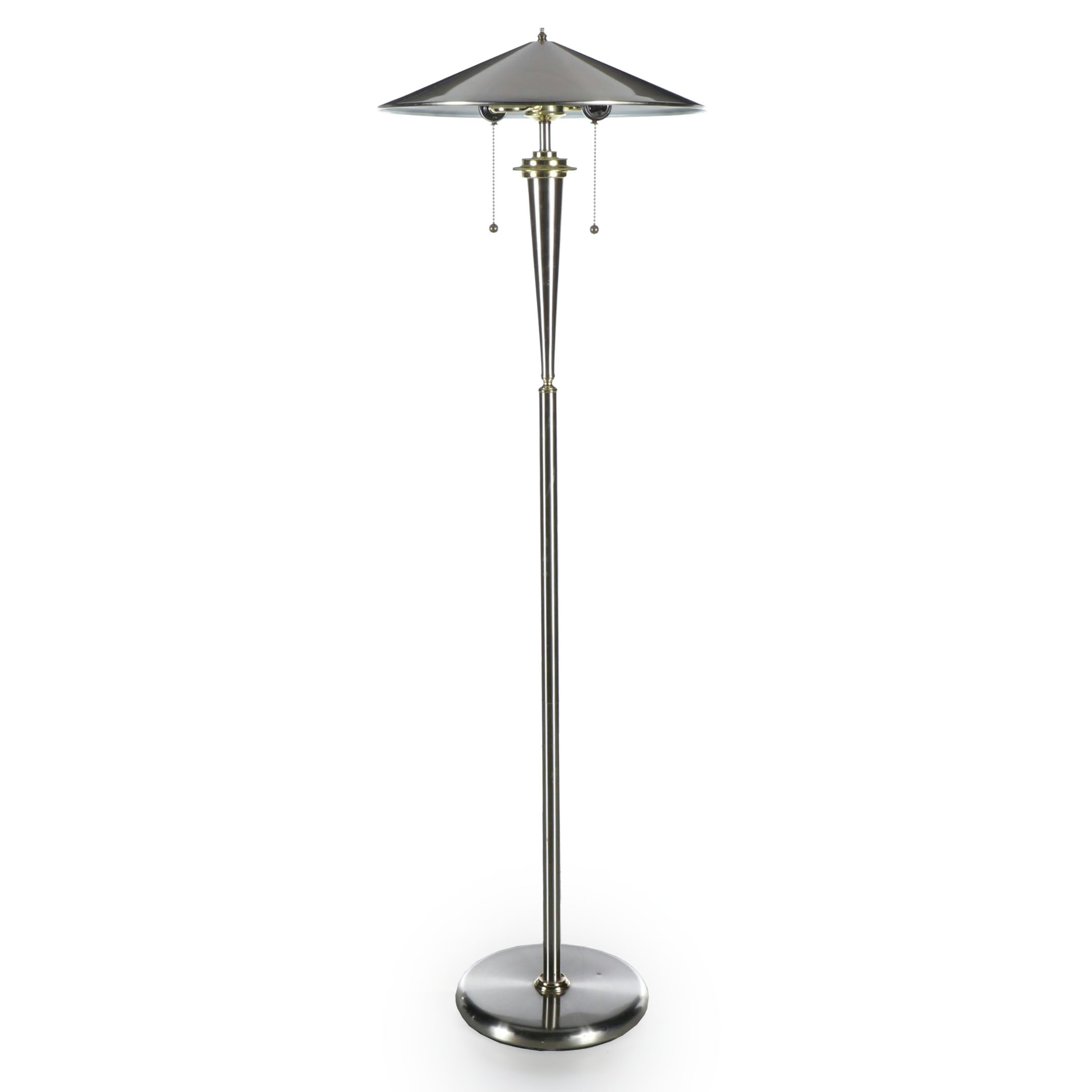 Postmodern Style Chrome and Brass Finish Floor Lamp